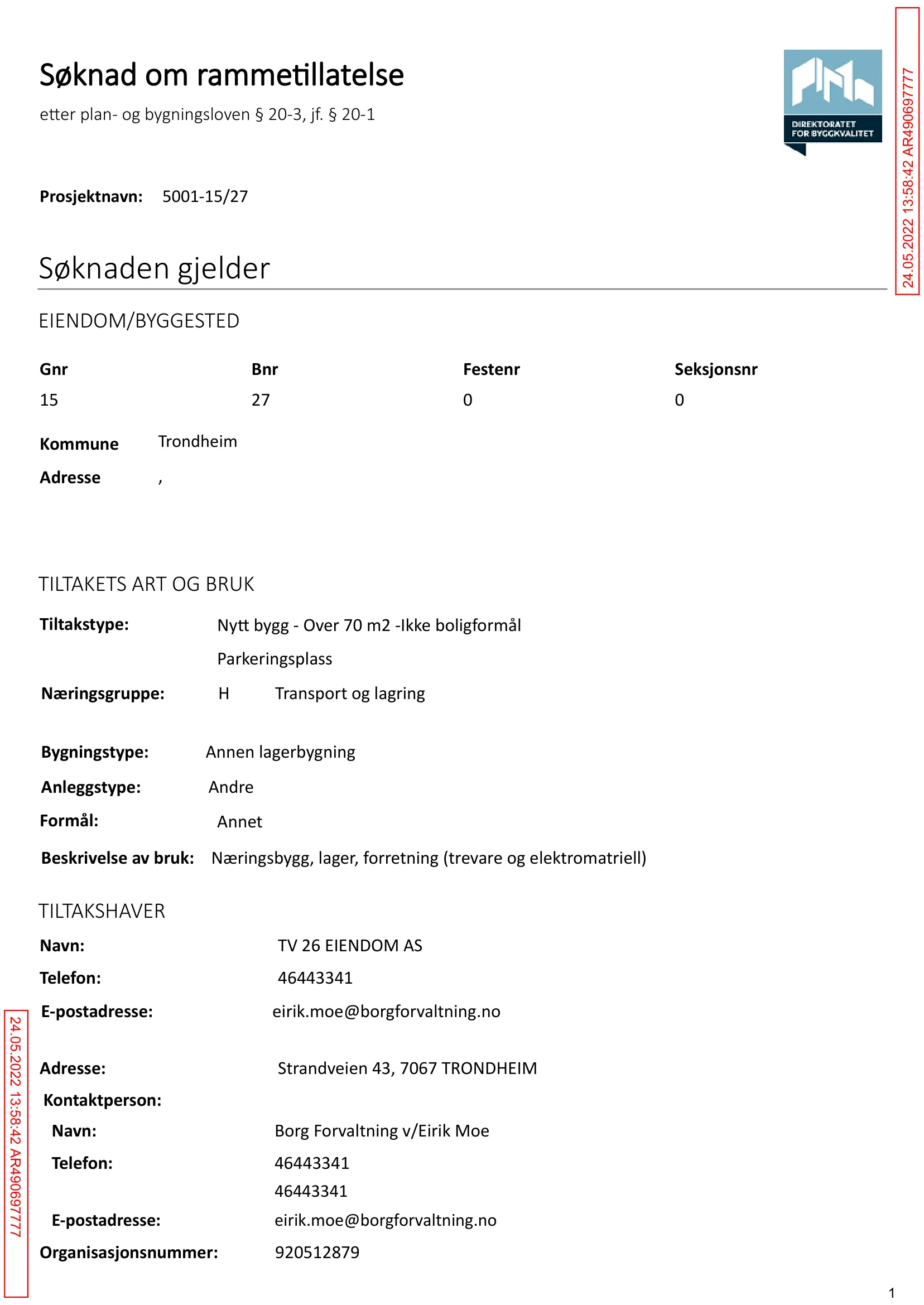 Søknad om rammetillatelse