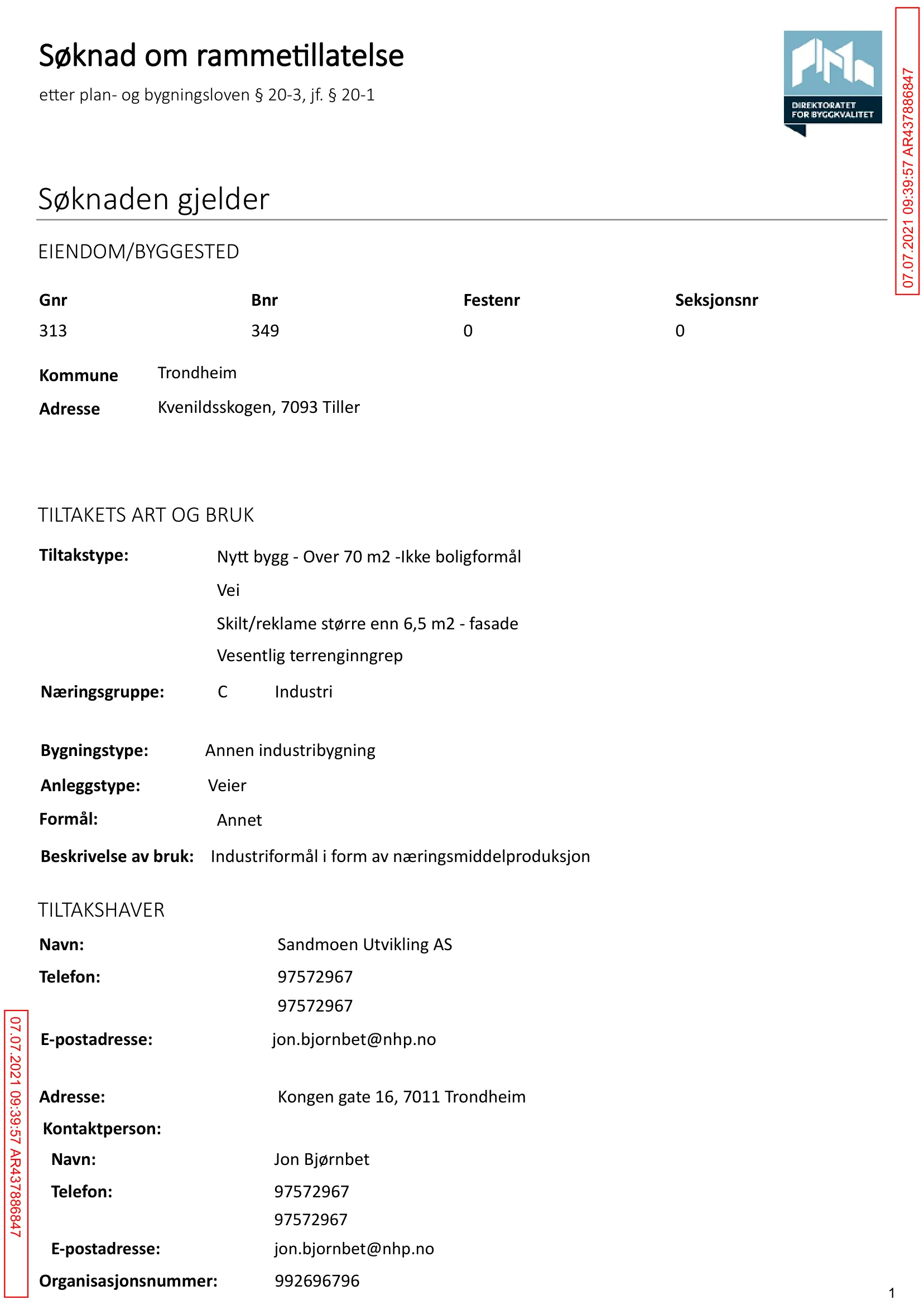Søknad om rammetillatelse
