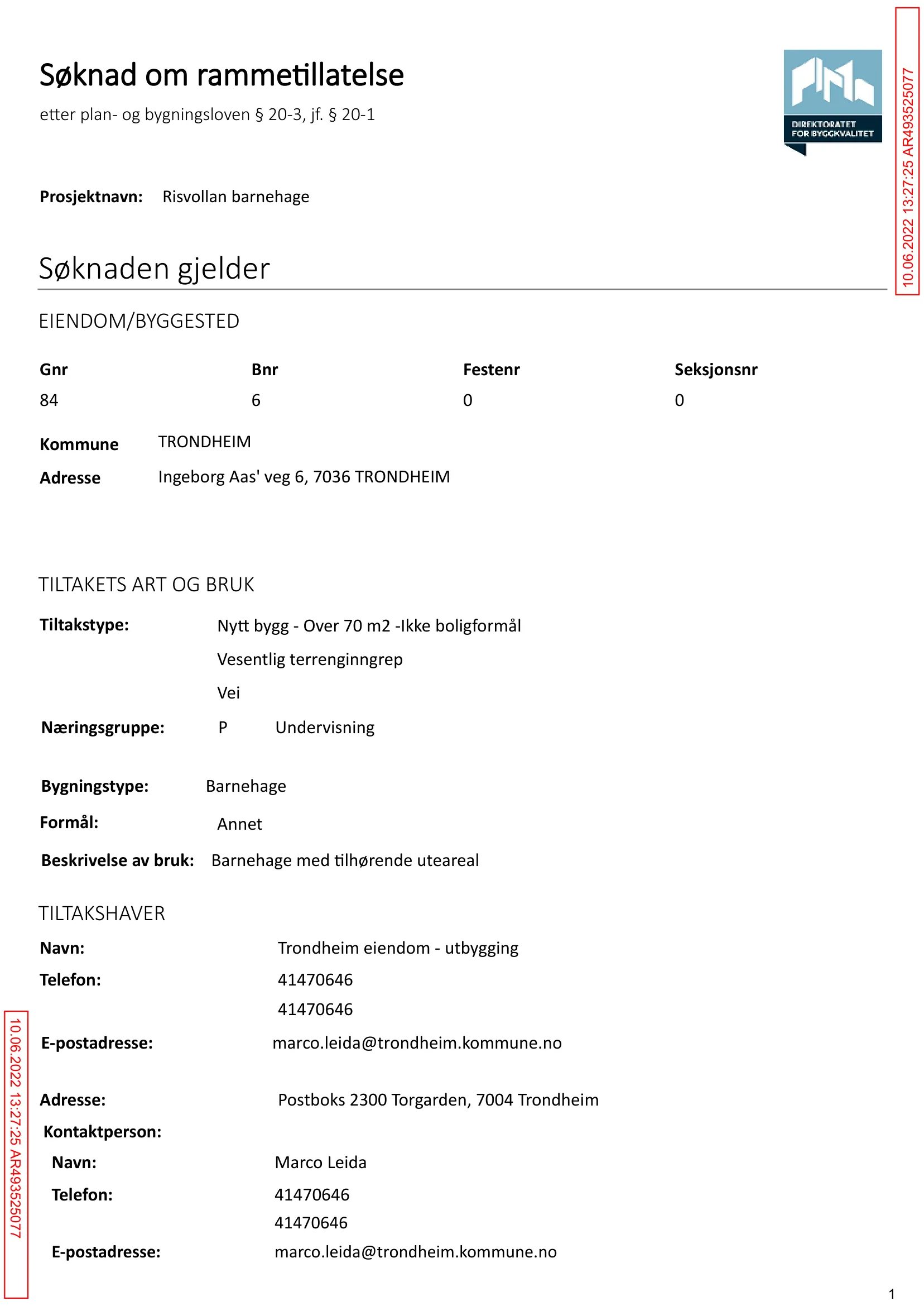 Søknad om rammetillatelse