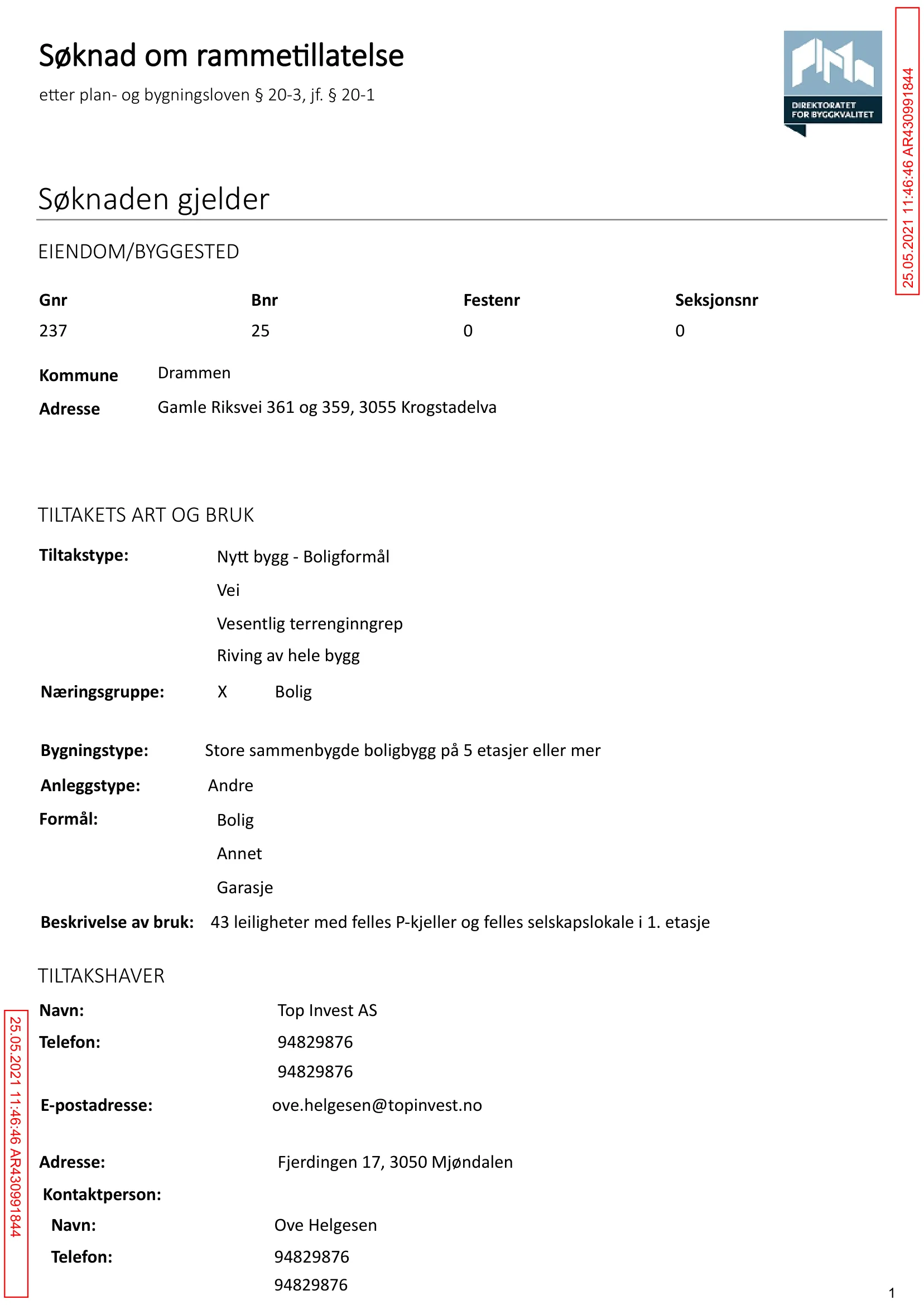 Søknad om rammetillatelse
