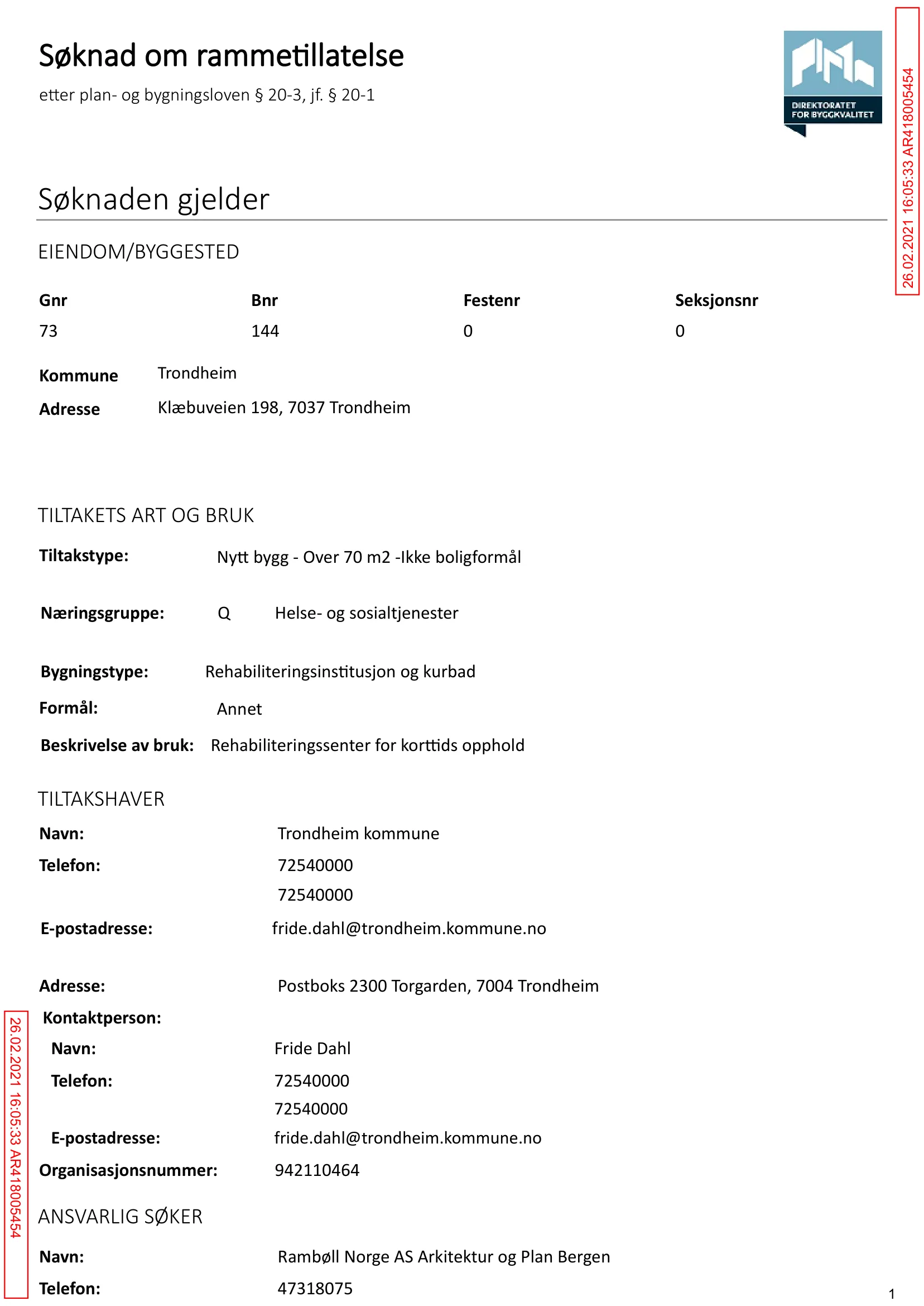 Søknad om rammetillatelse