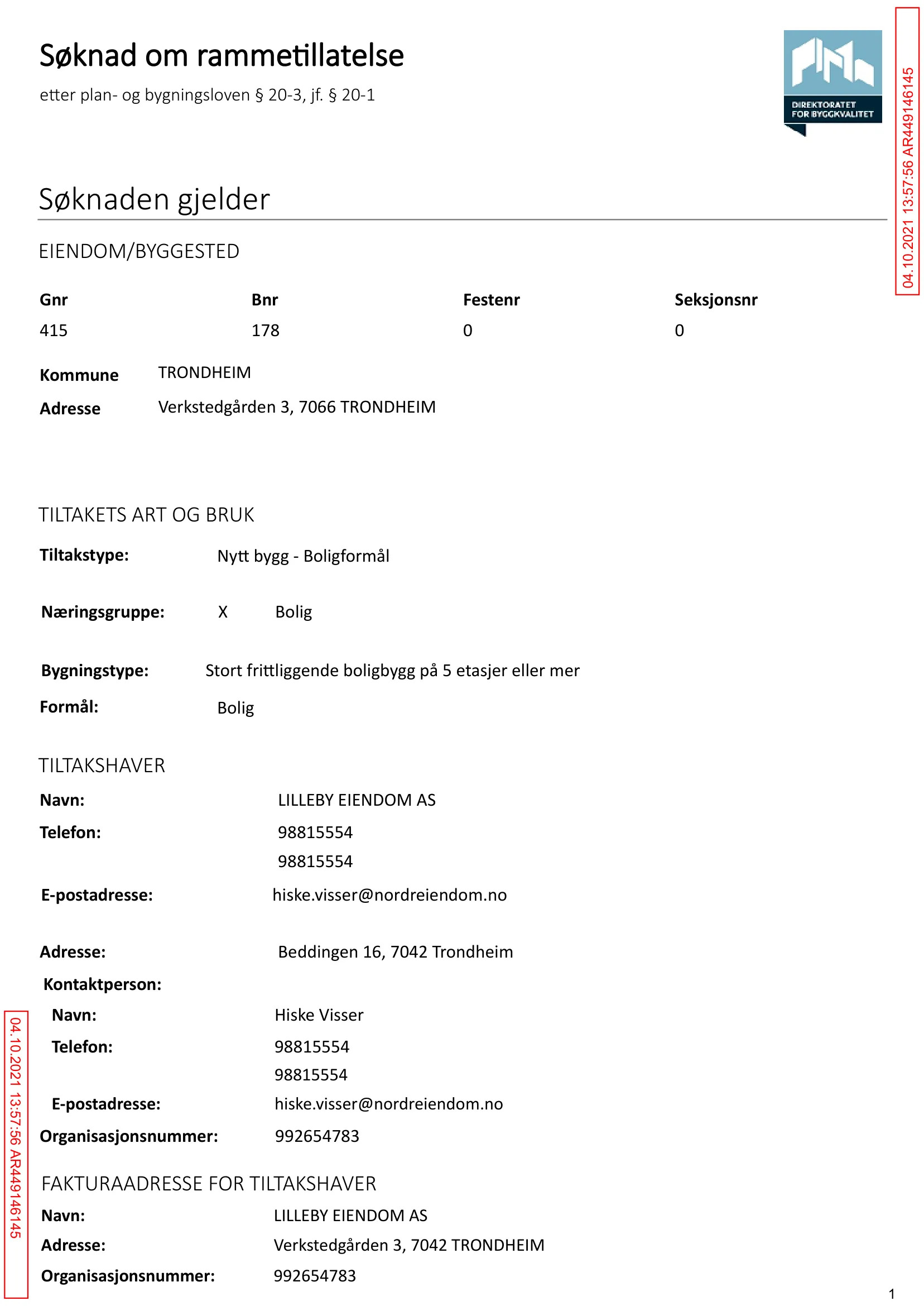 Søknad om rammetillatelse