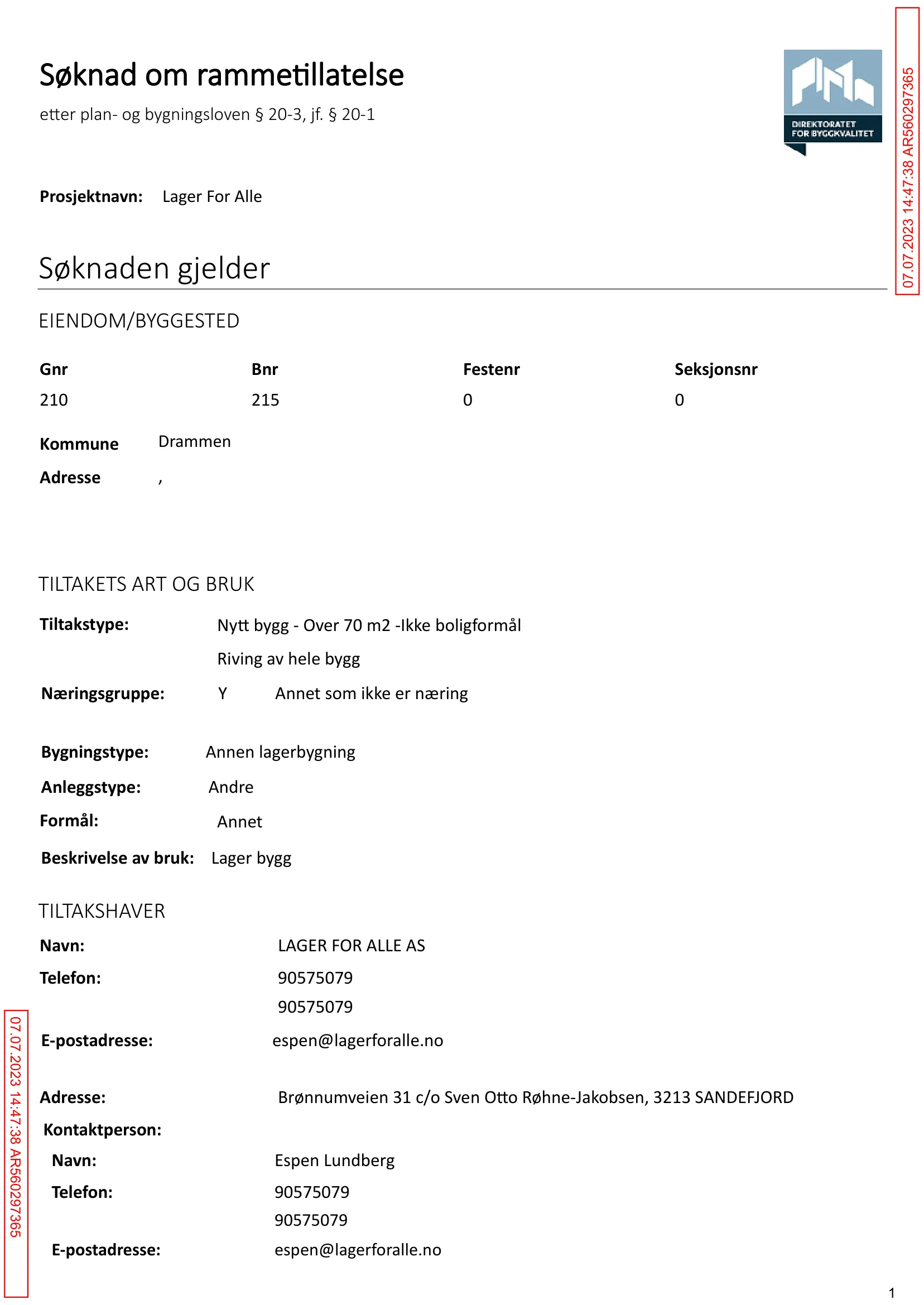 Søknad om rammetillatelse