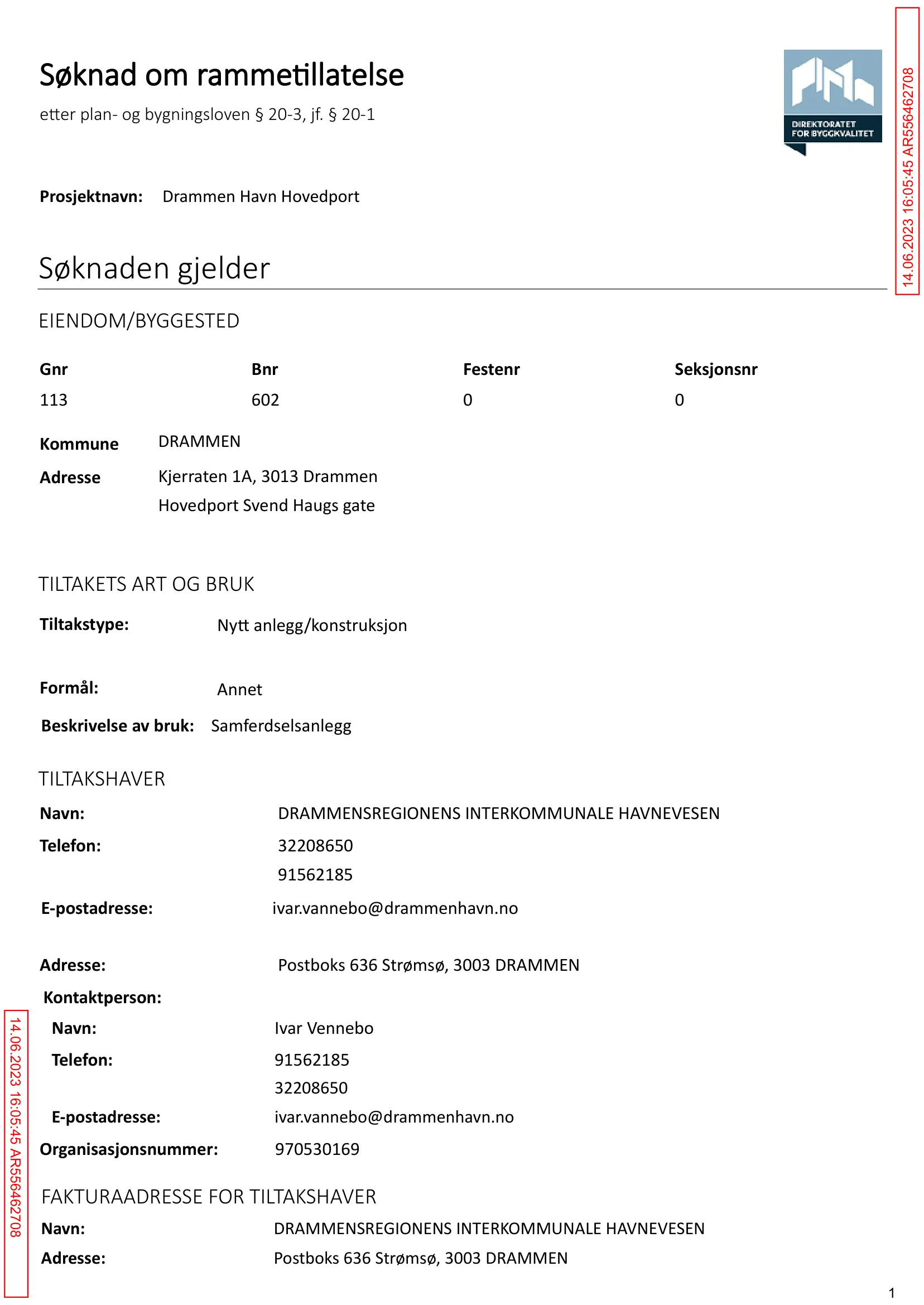 Søknad om rammetillatelse