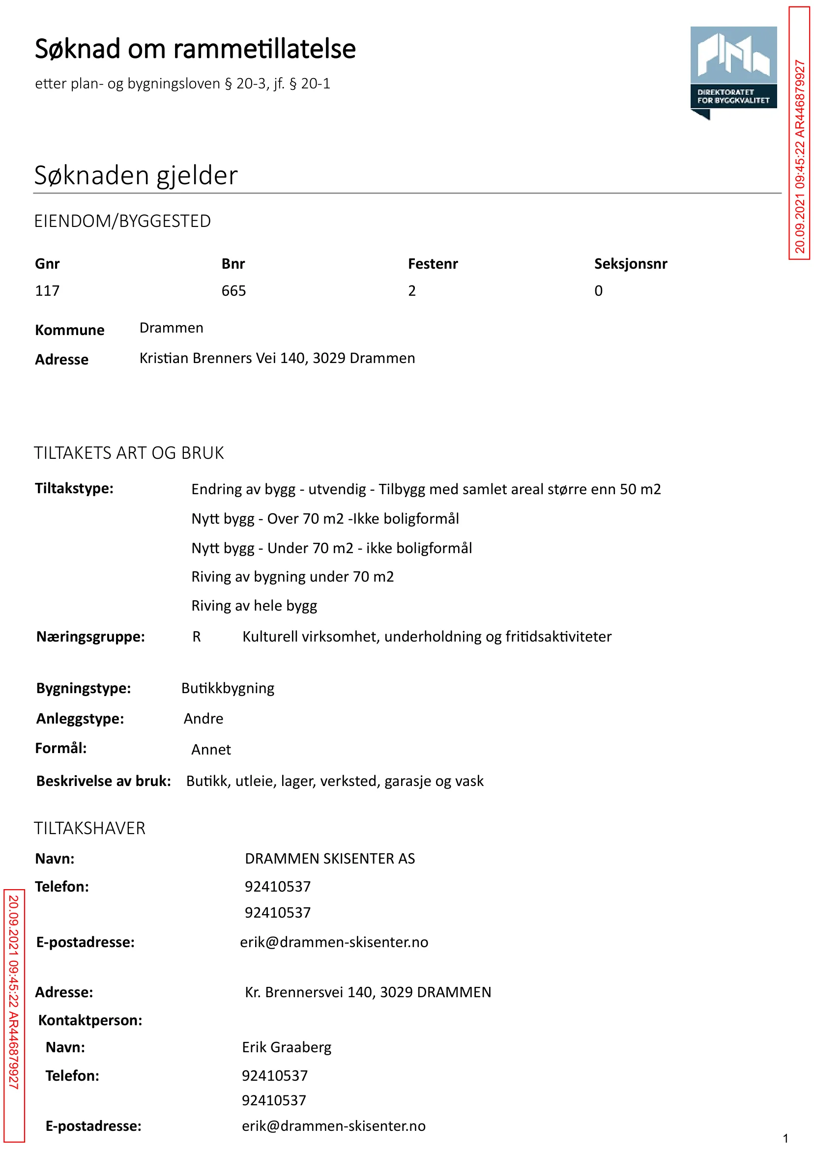 Søknad om rammetillatelse