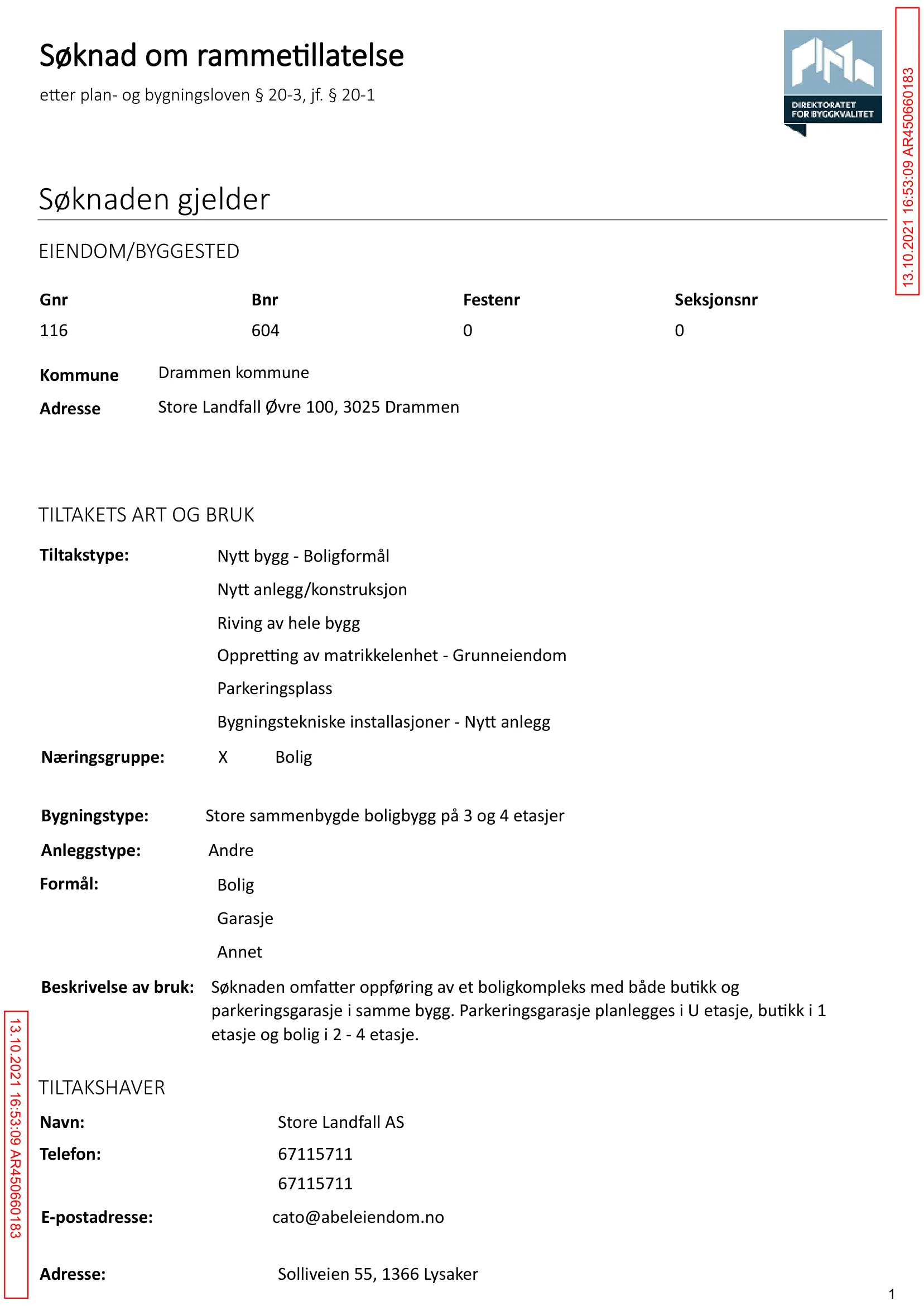 Søknad om rammetillatelse
