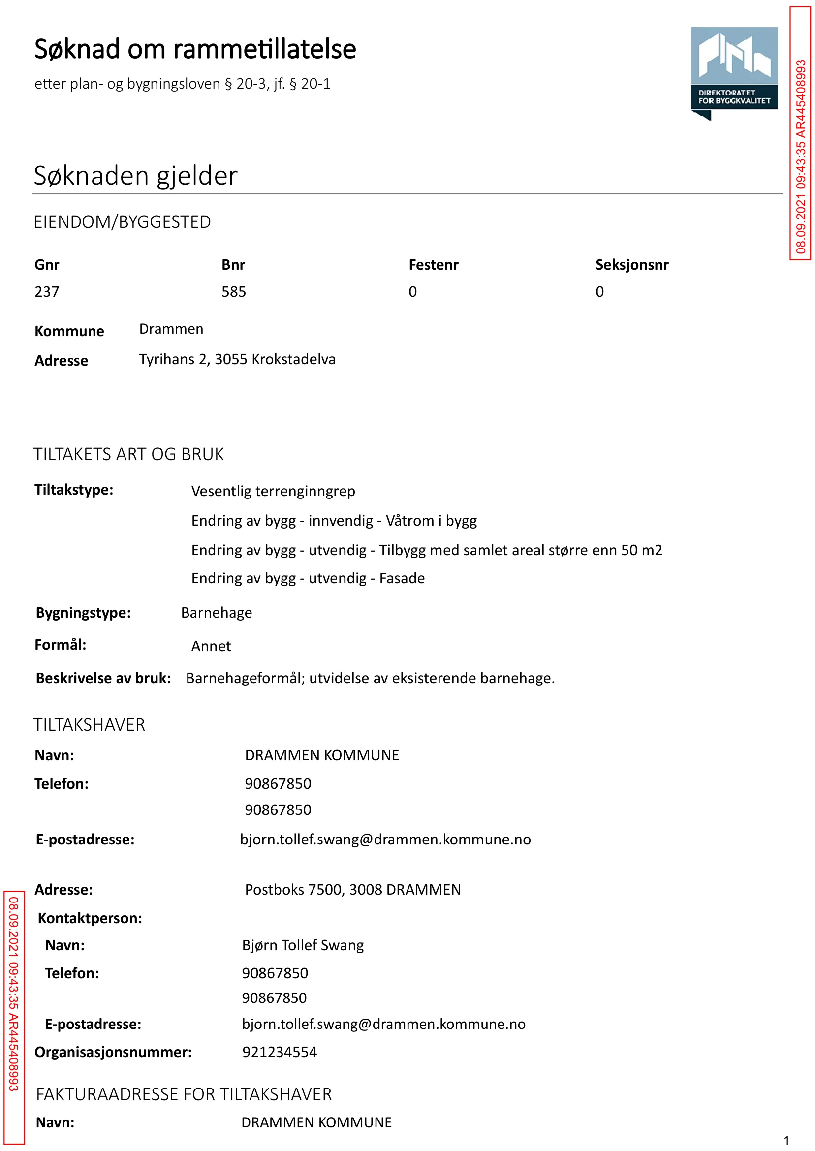 Søknad om rammetillatelse