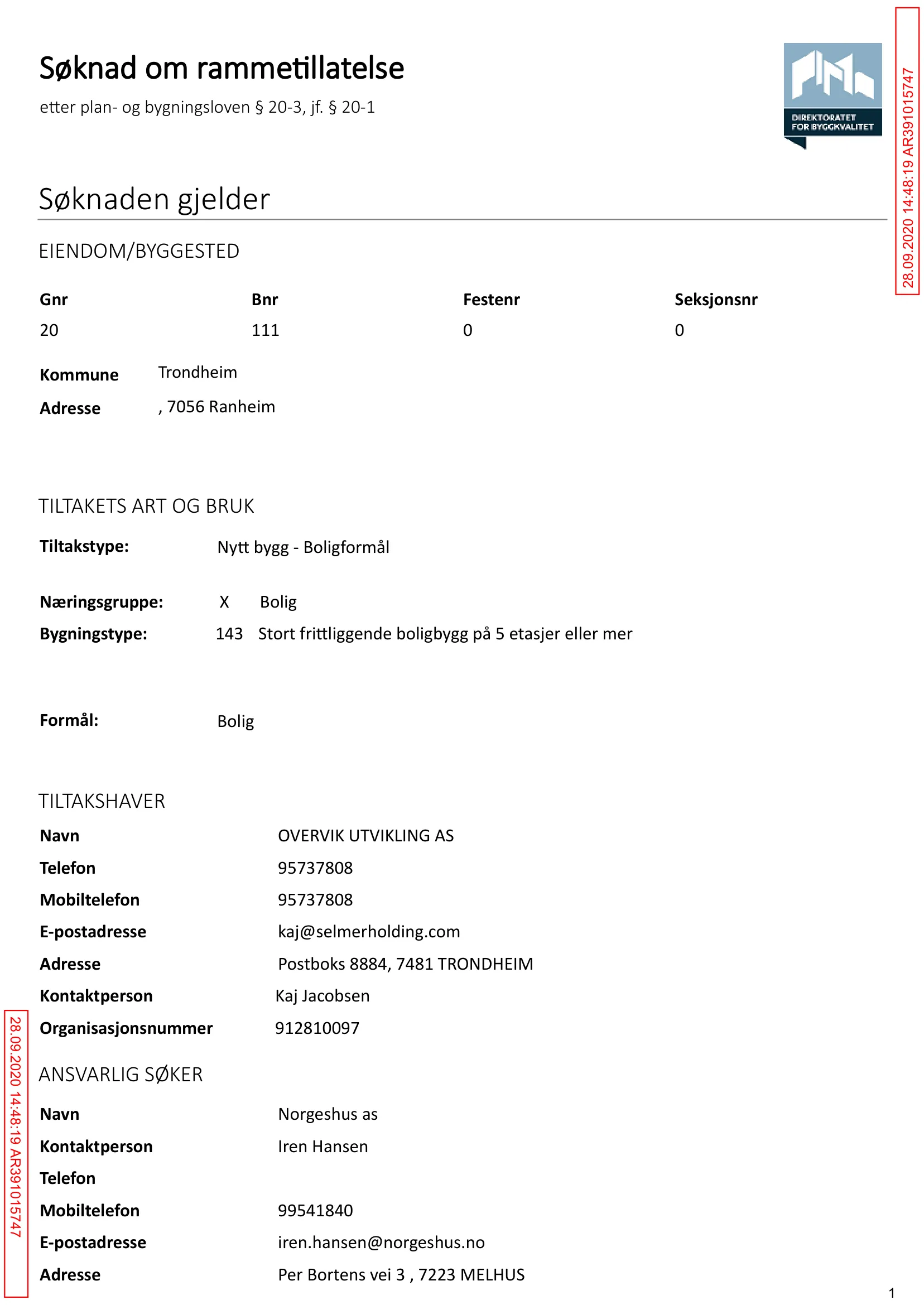 Søknad om rammetillatelse