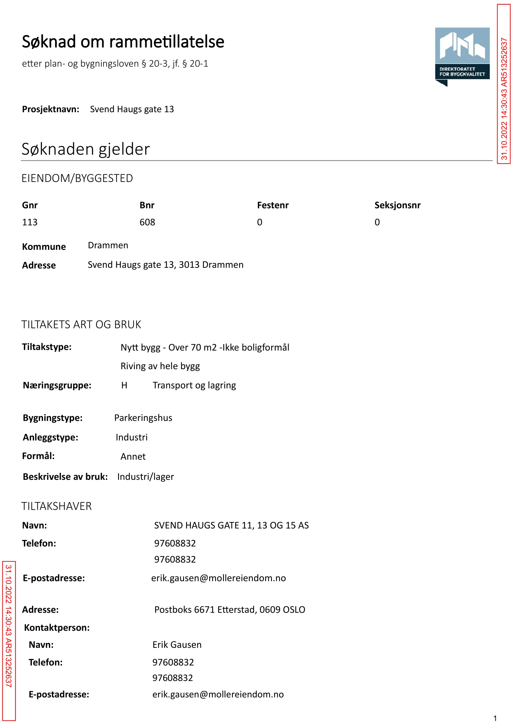 Søknad om rammetillatelse