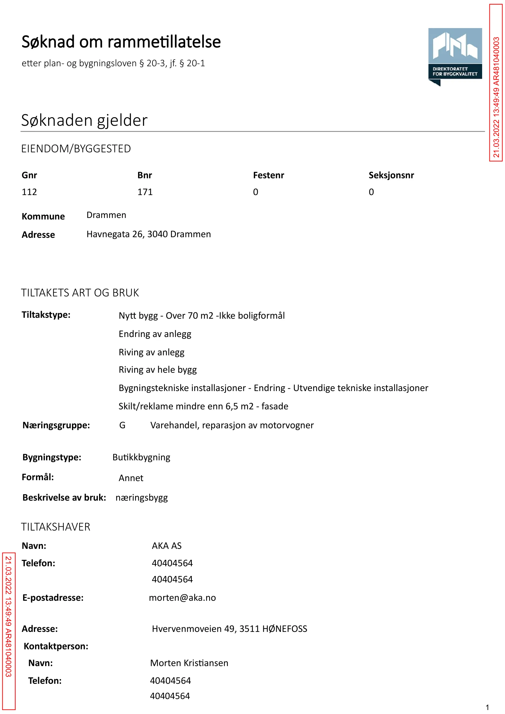 Søknad om rammetillatelse