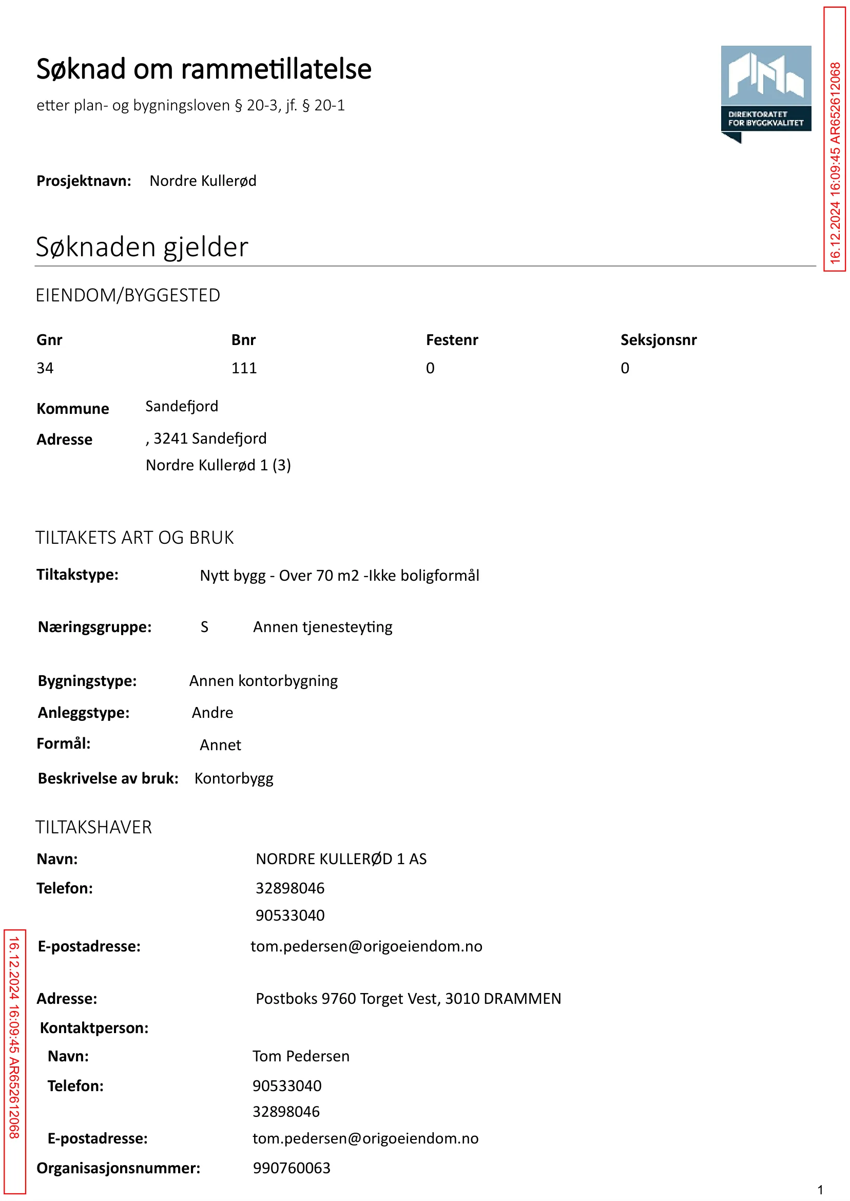 Søknad om rammetillatelse