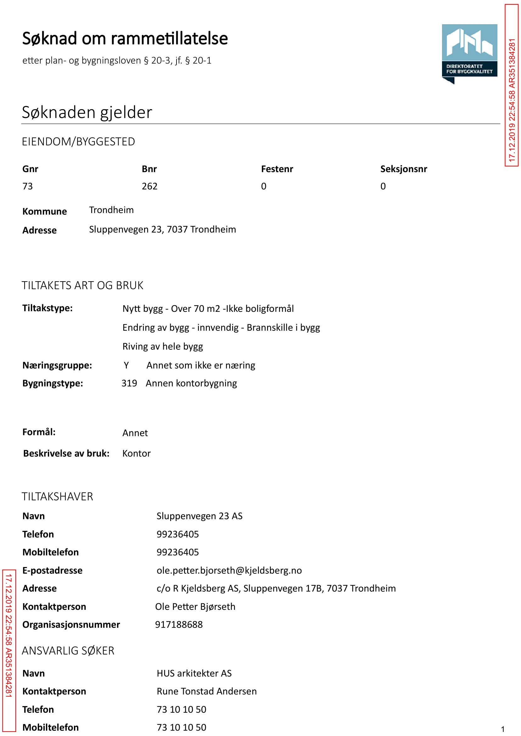 Søknad om rammetillatelse