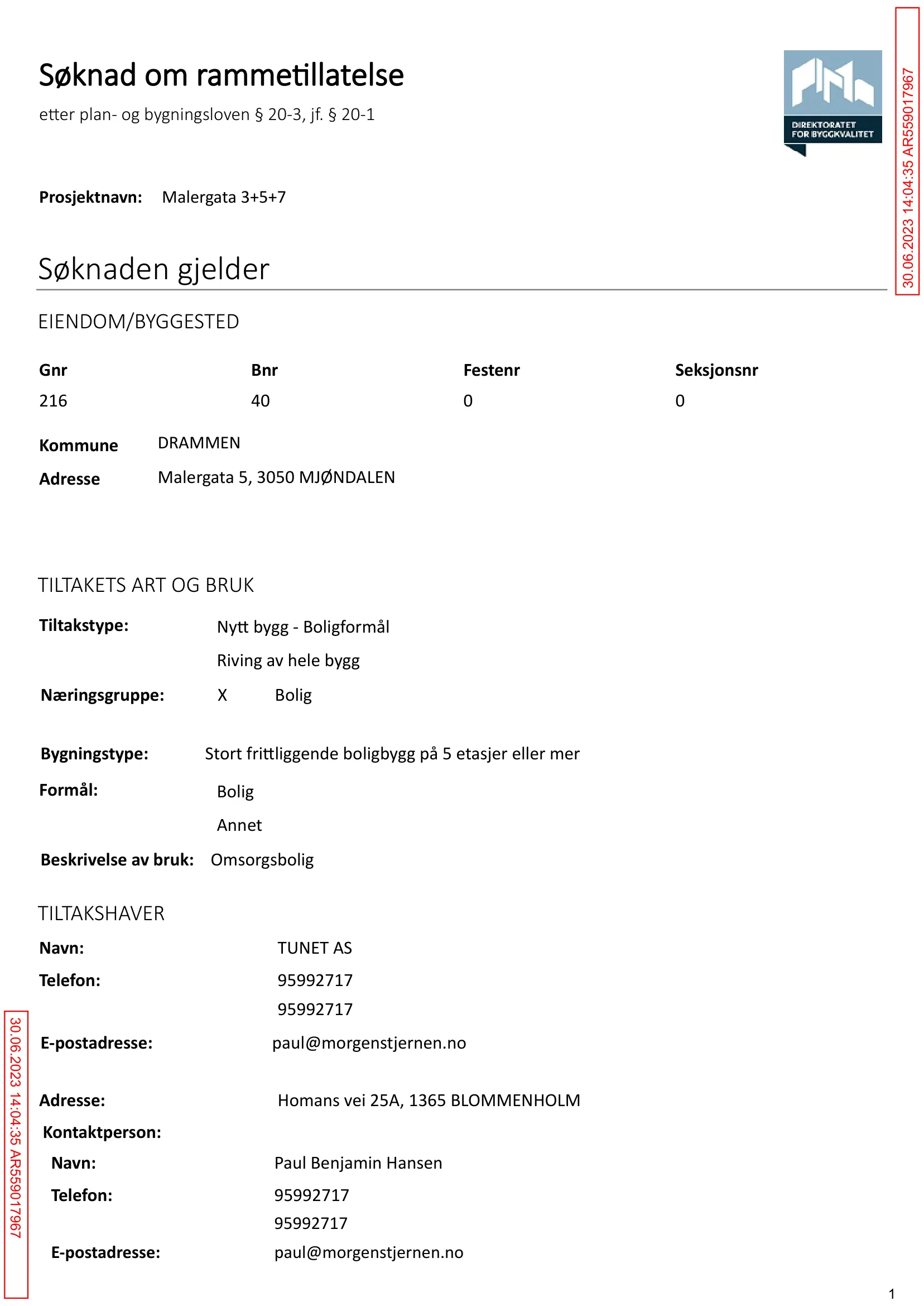 Søknad om rammetillatelse