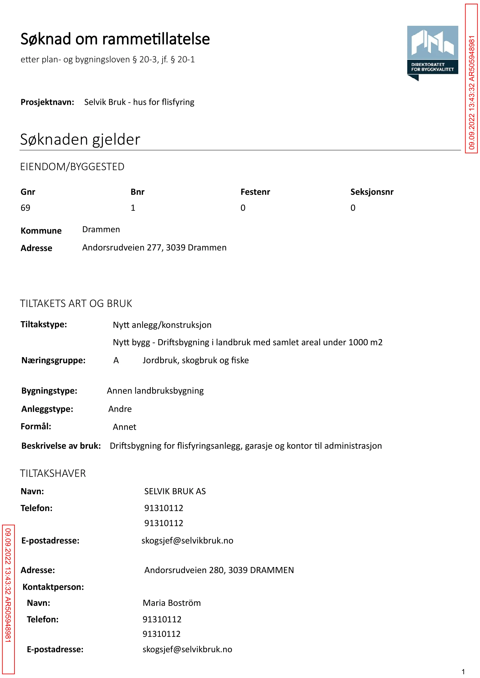 Søknad om rammetillatelse