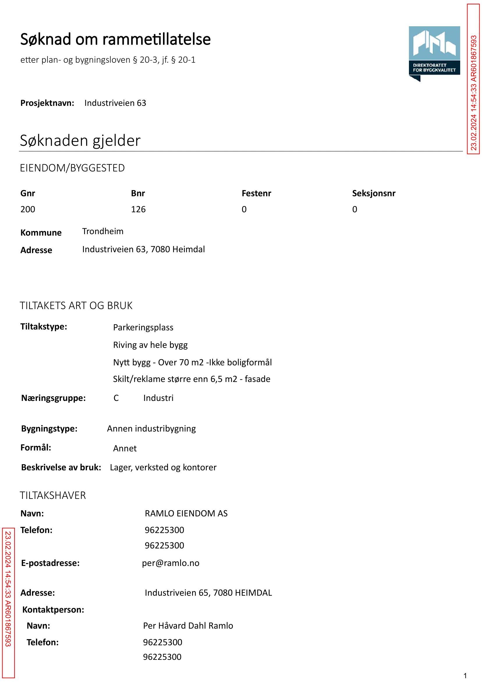 Søknad om rammetillatelse