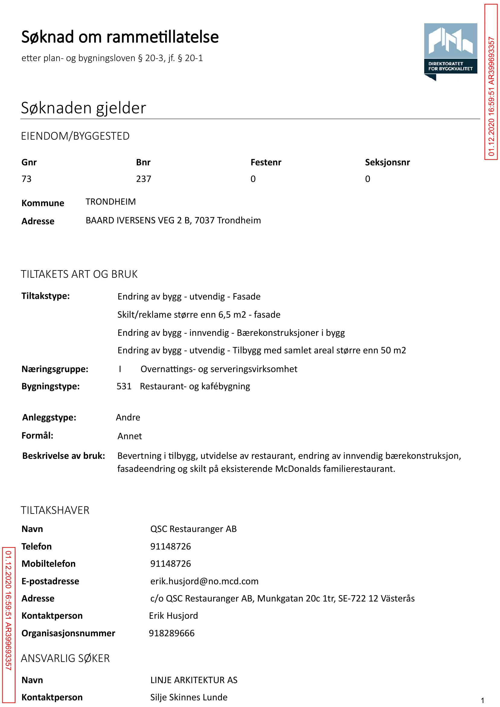 Søknad om rammetillatelse