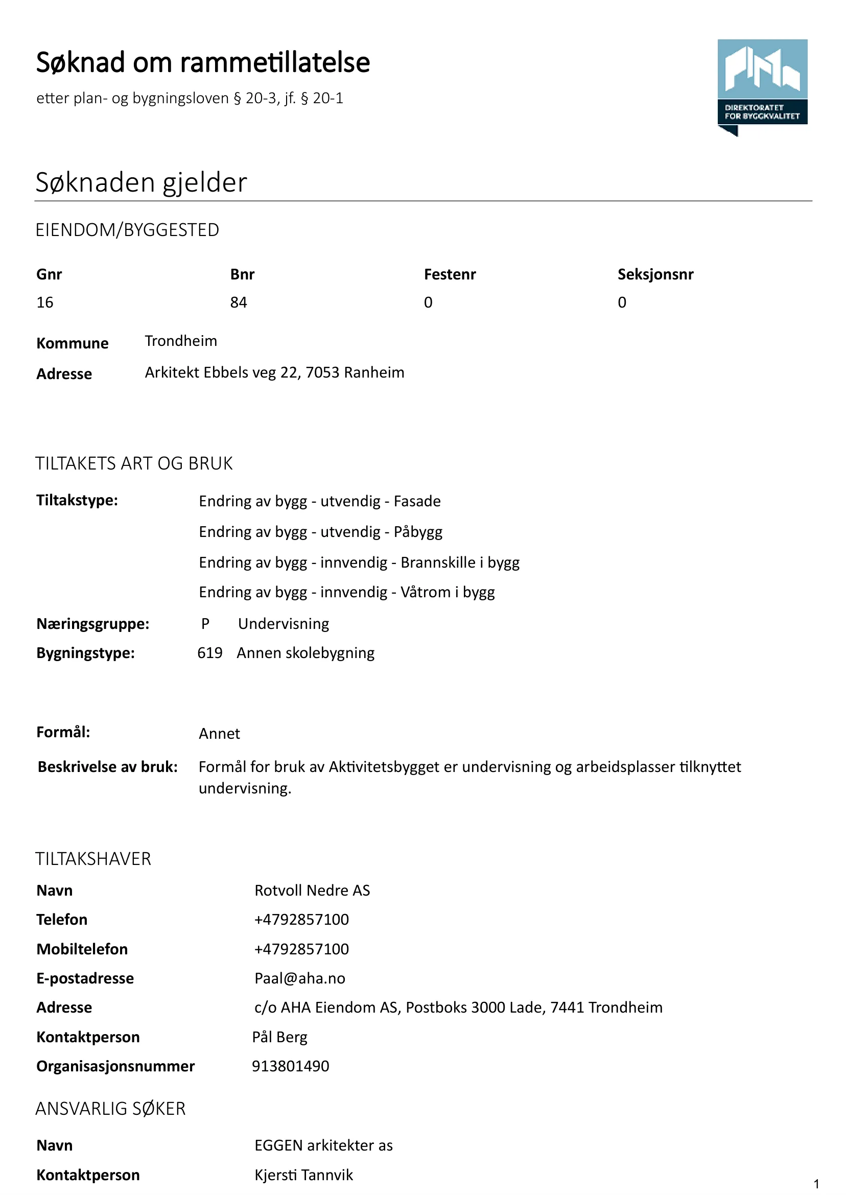 Søknad om rammetillatelse