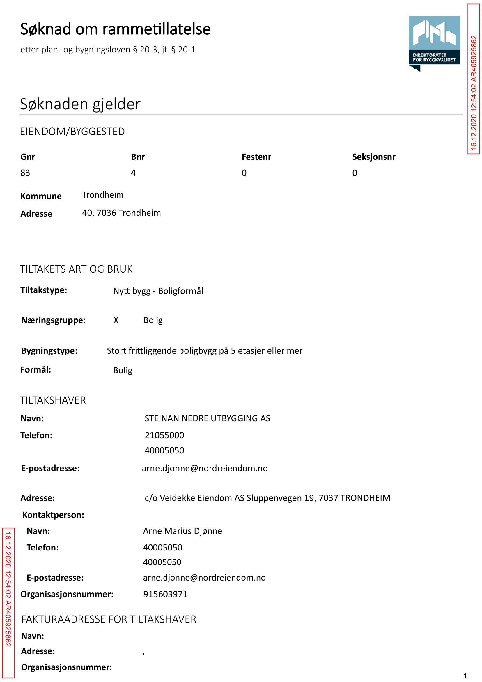 Søknad om rammetillatelse