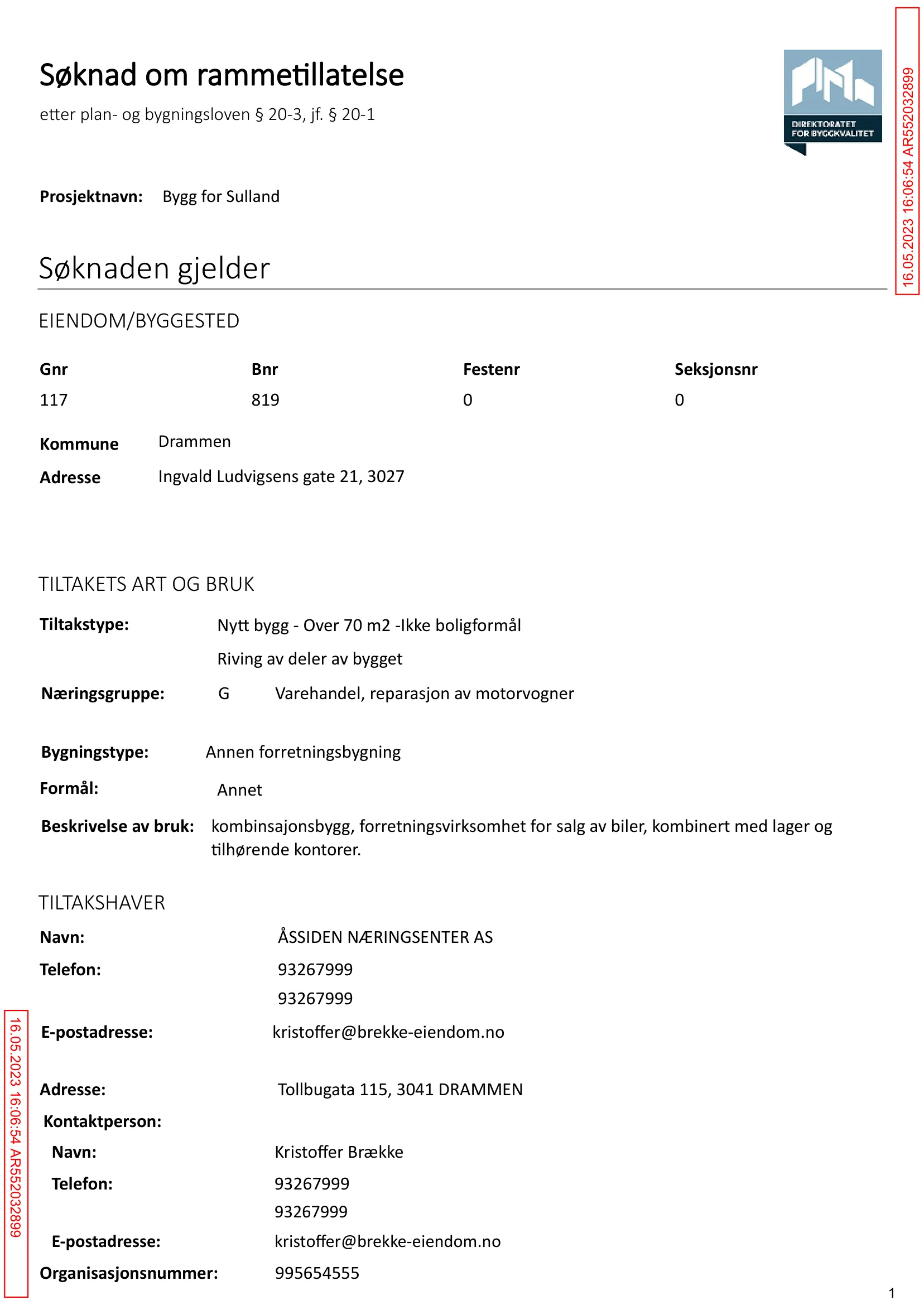Søknad om rammetillatelse