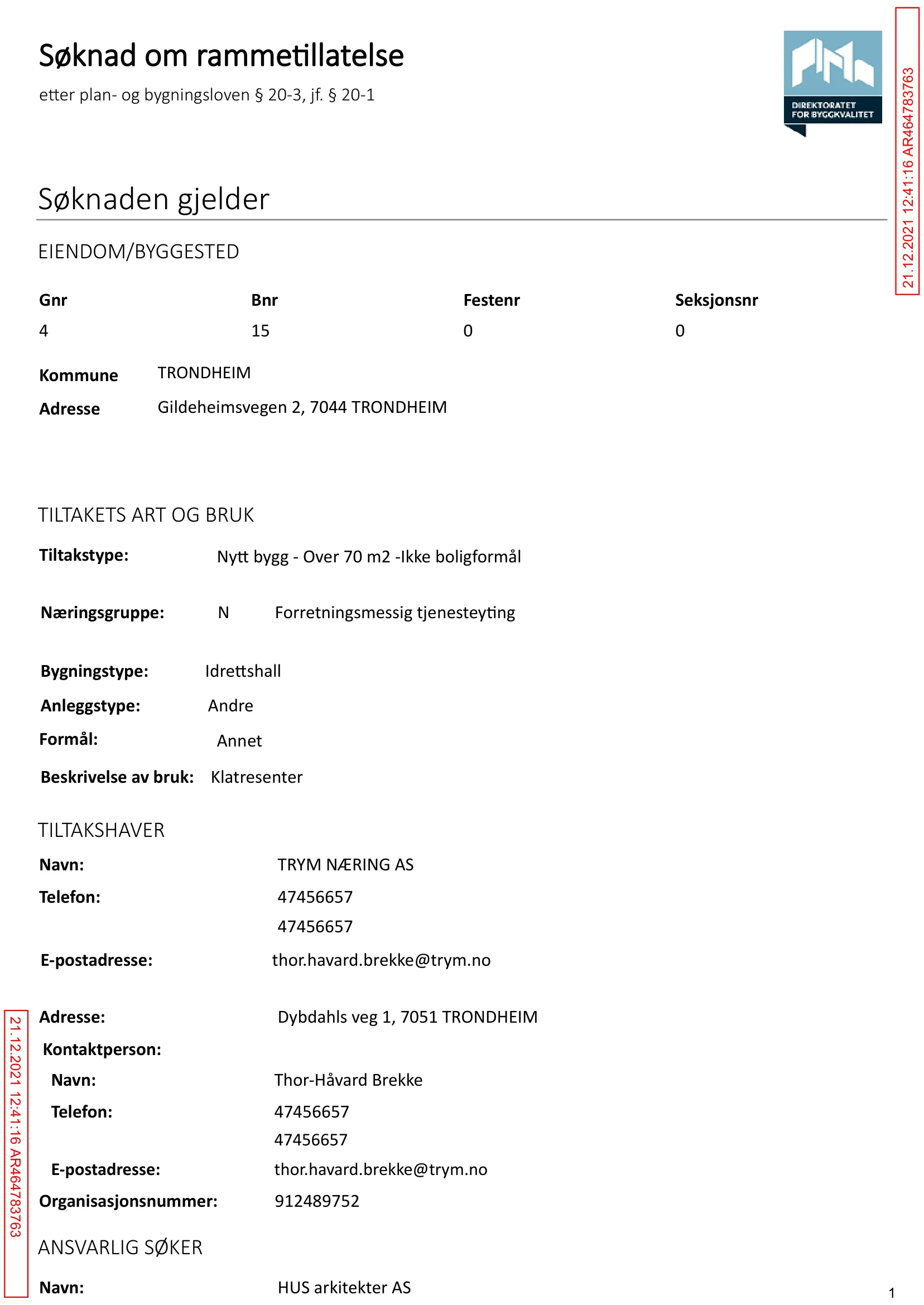 Søknad om rammetillatelse