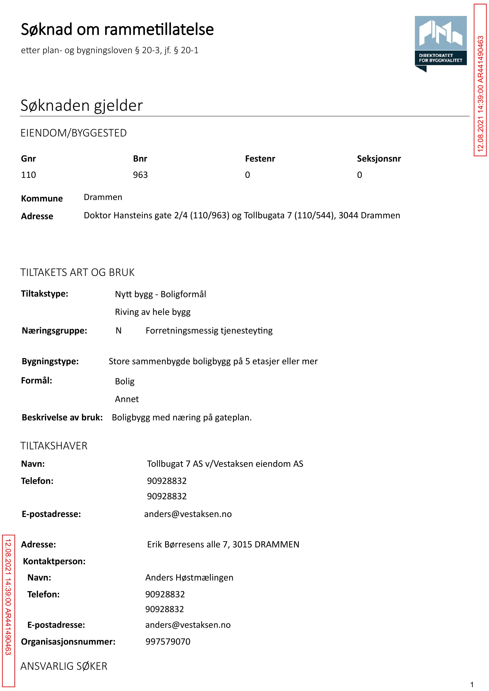Søknad om rammetillatelse