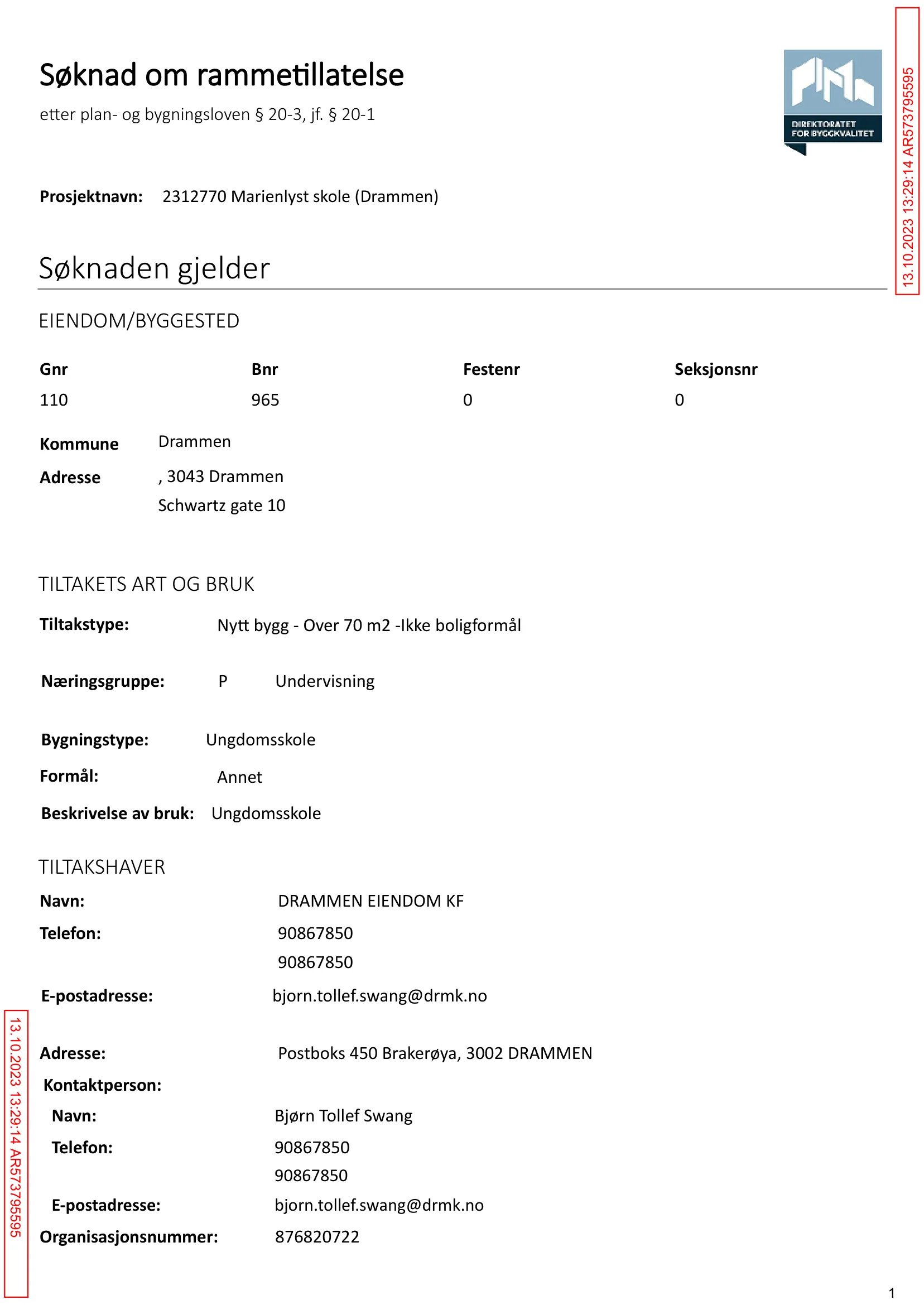Søknad om rammetillatelse