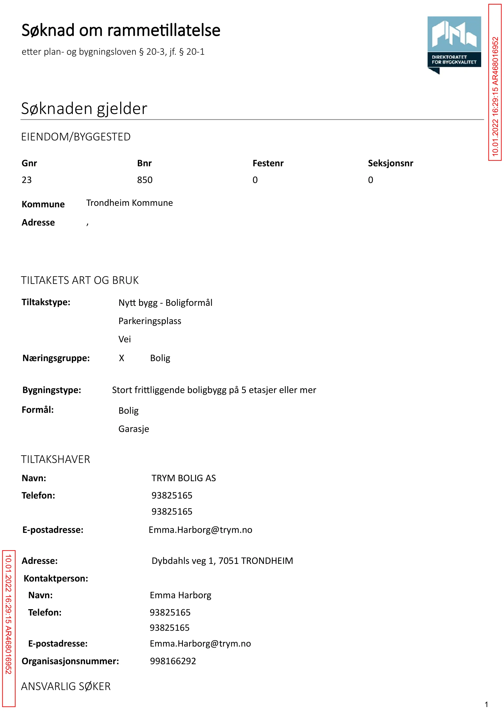 Søknad om rammetillatelse