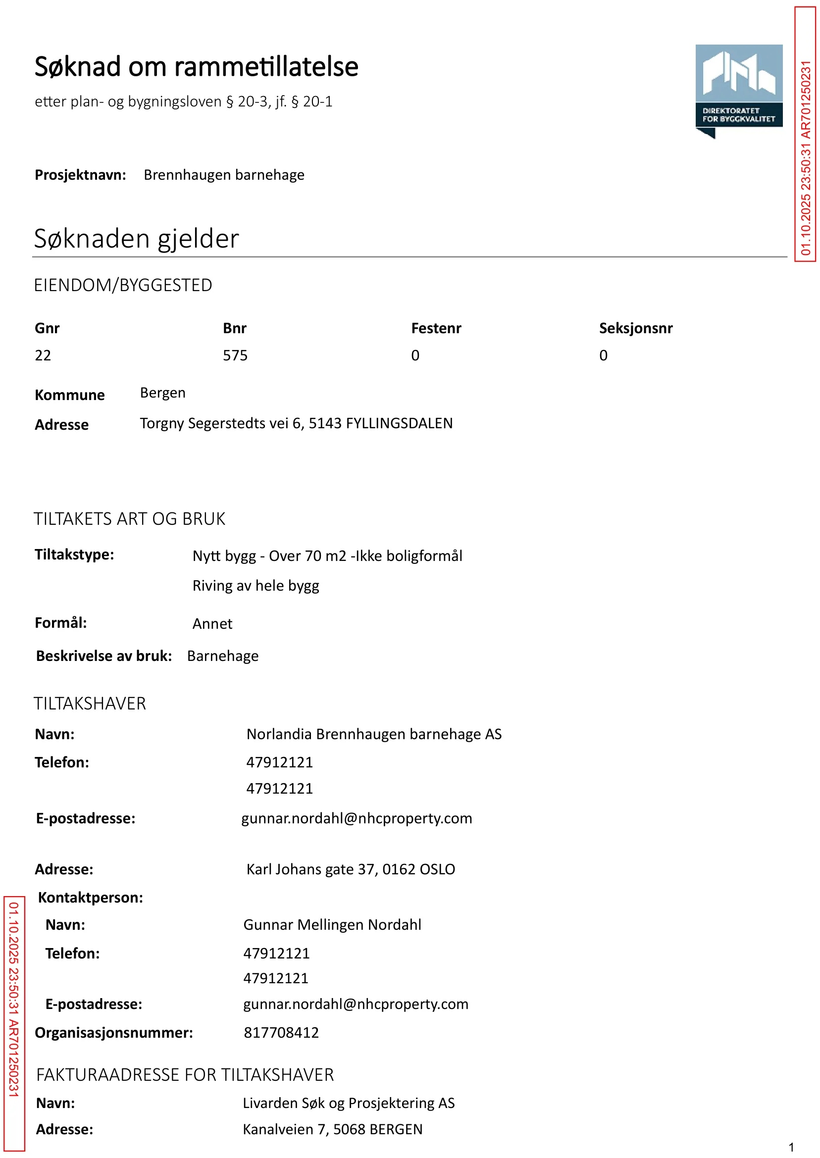 Søknad om rammetillatelse