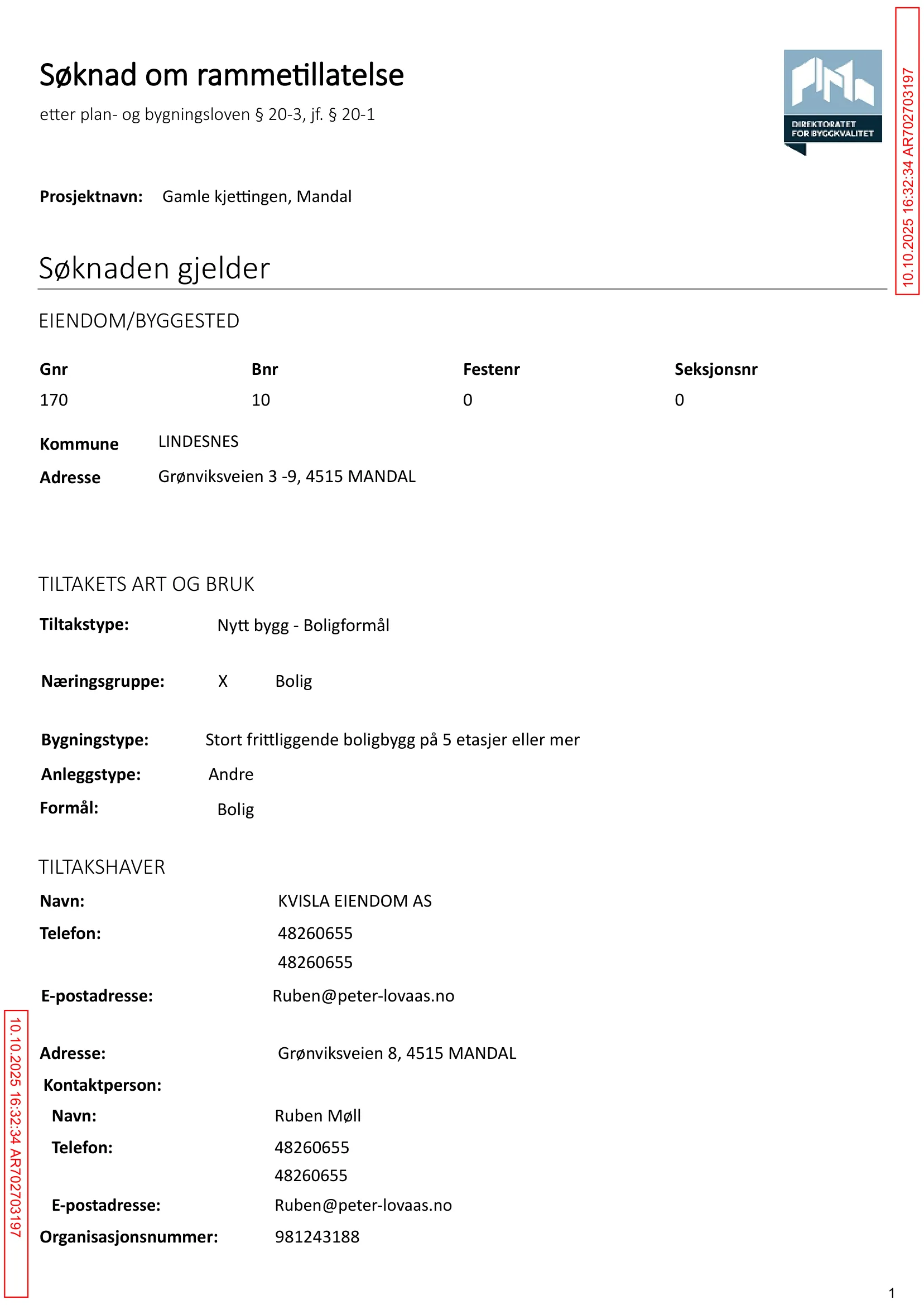 Søknad om rammetillatelse