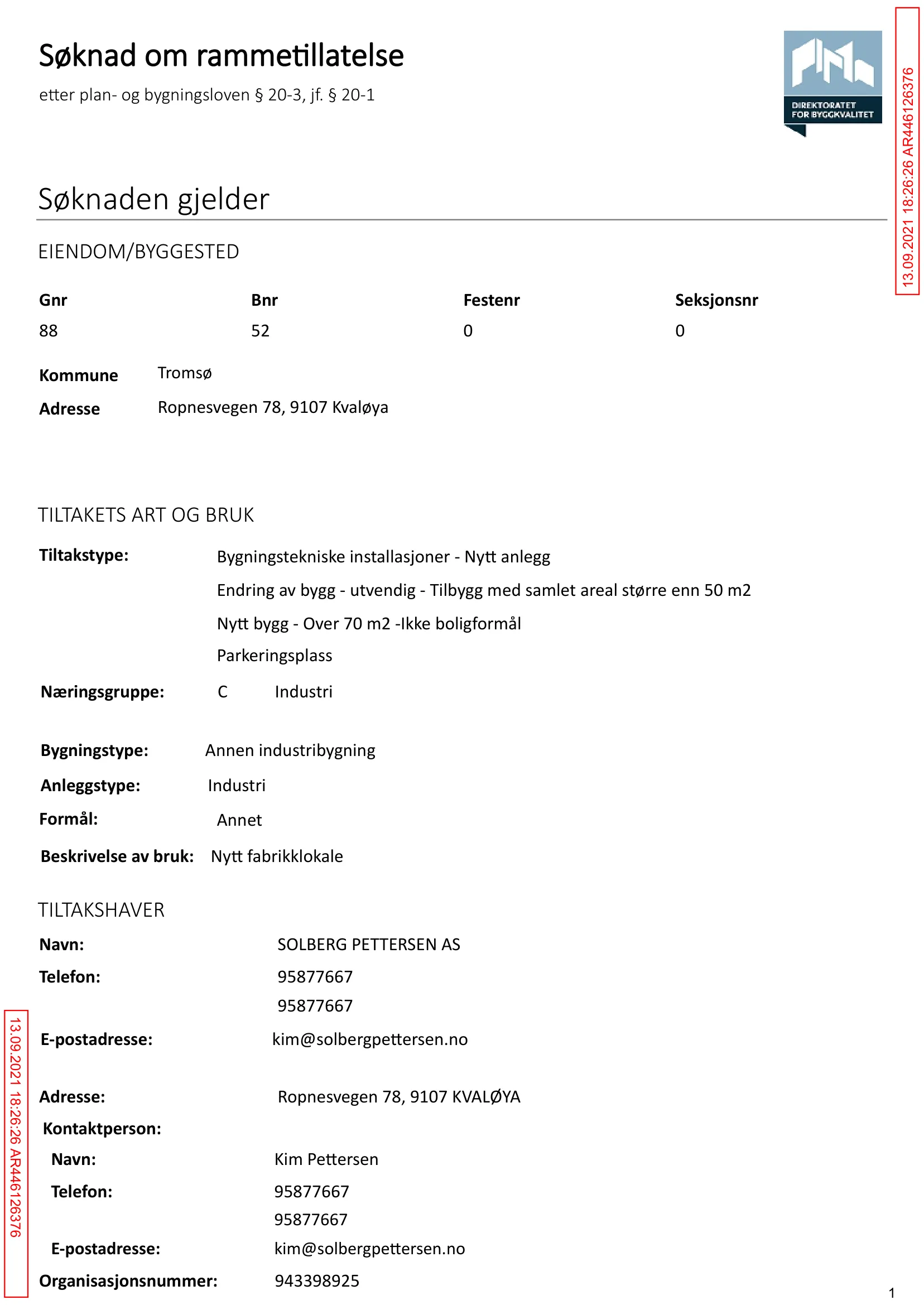 Søknad om rammetillatelse