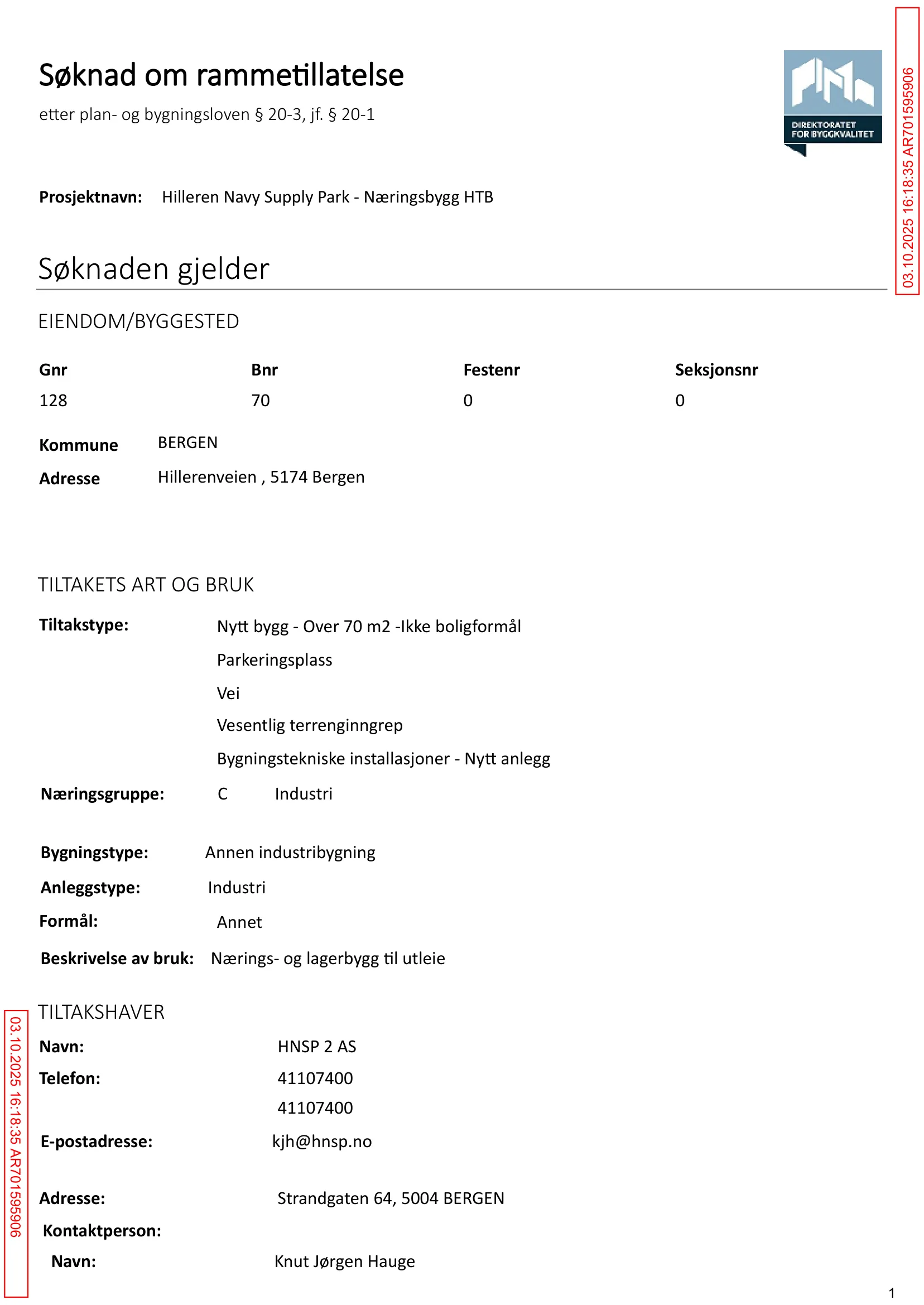 Søknad om rammetillatelse