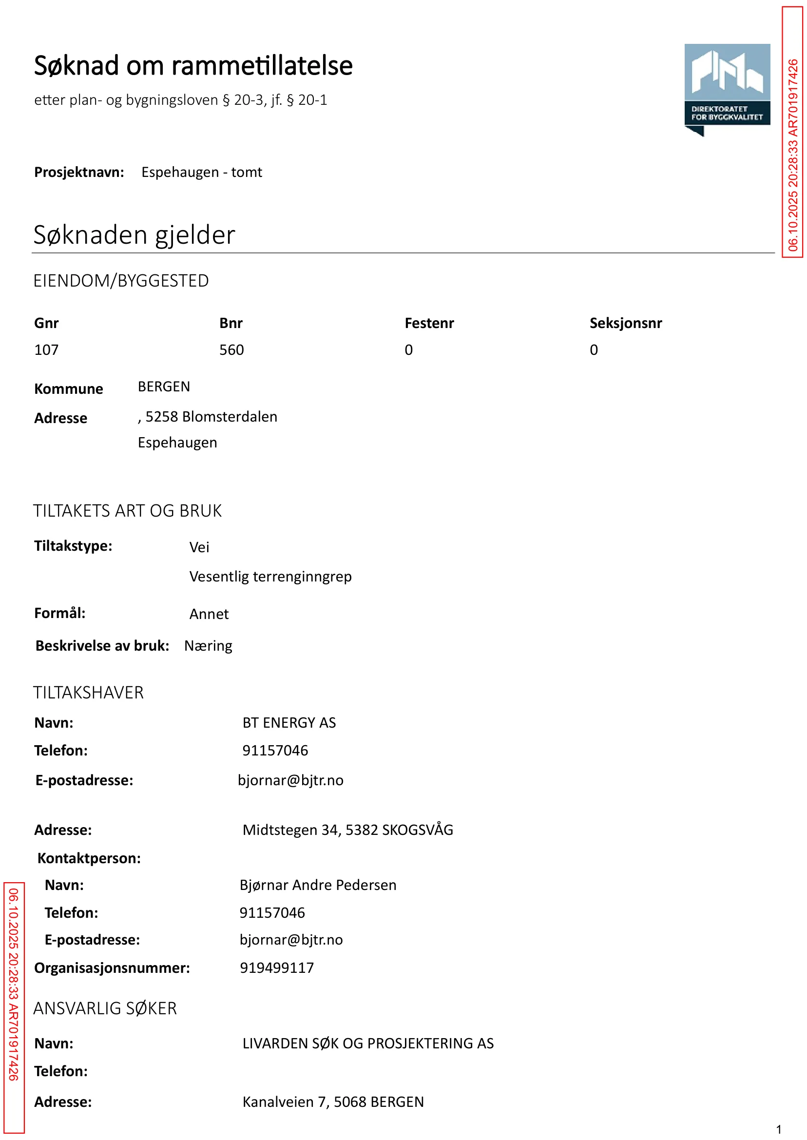 Søknad om rammetillatelse