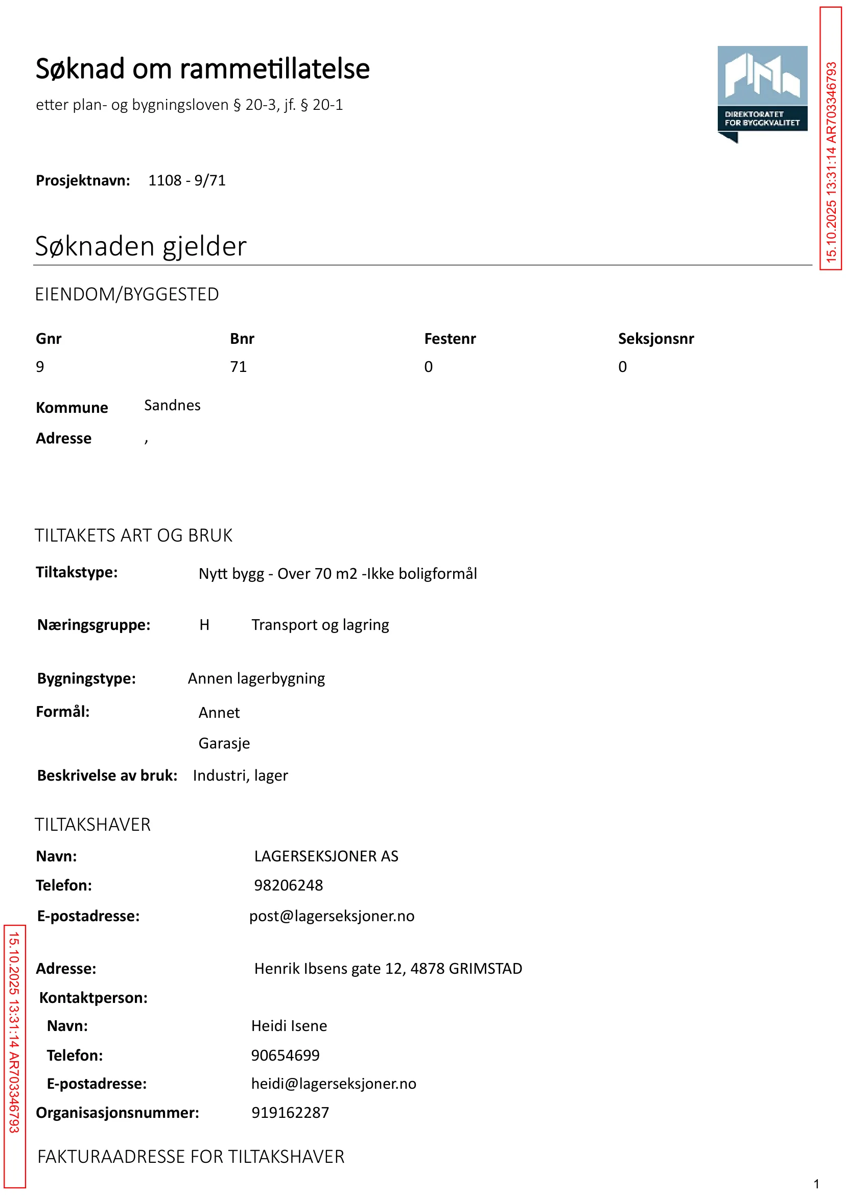 Søknad om rammetillatelse