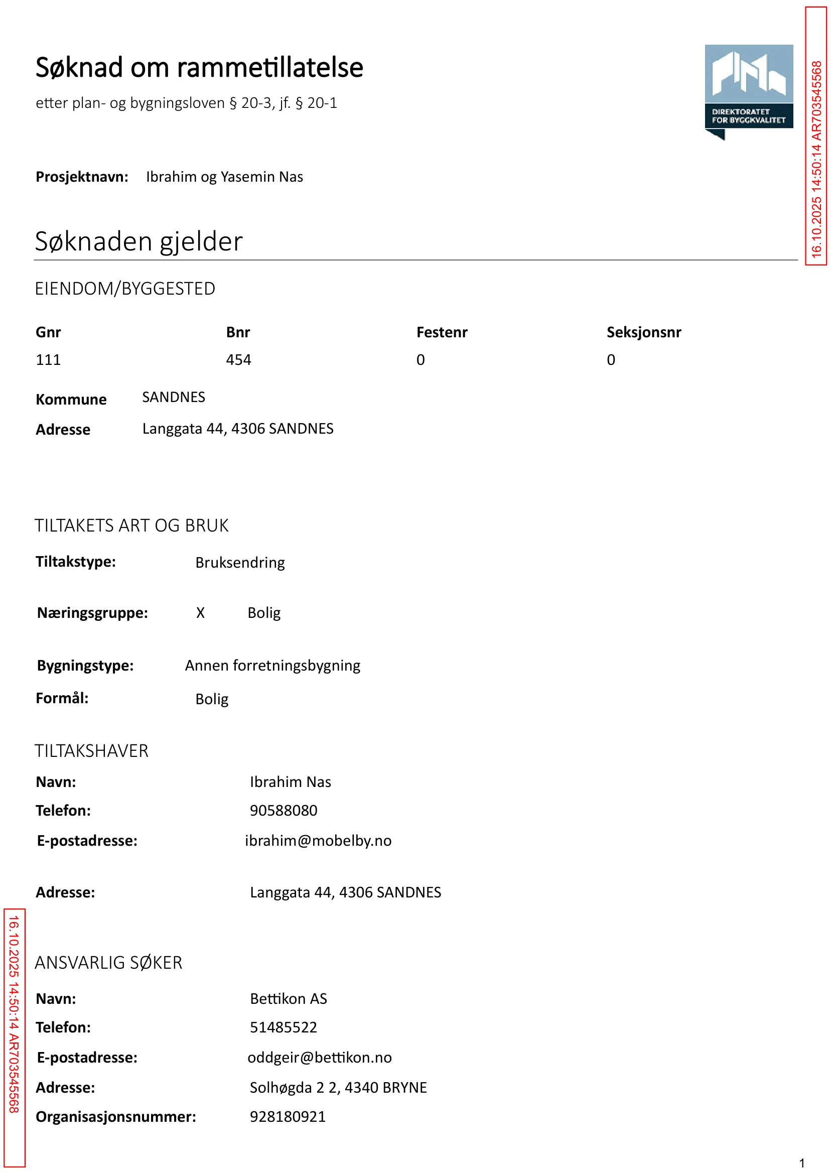 Søknad om rammetillatelse
