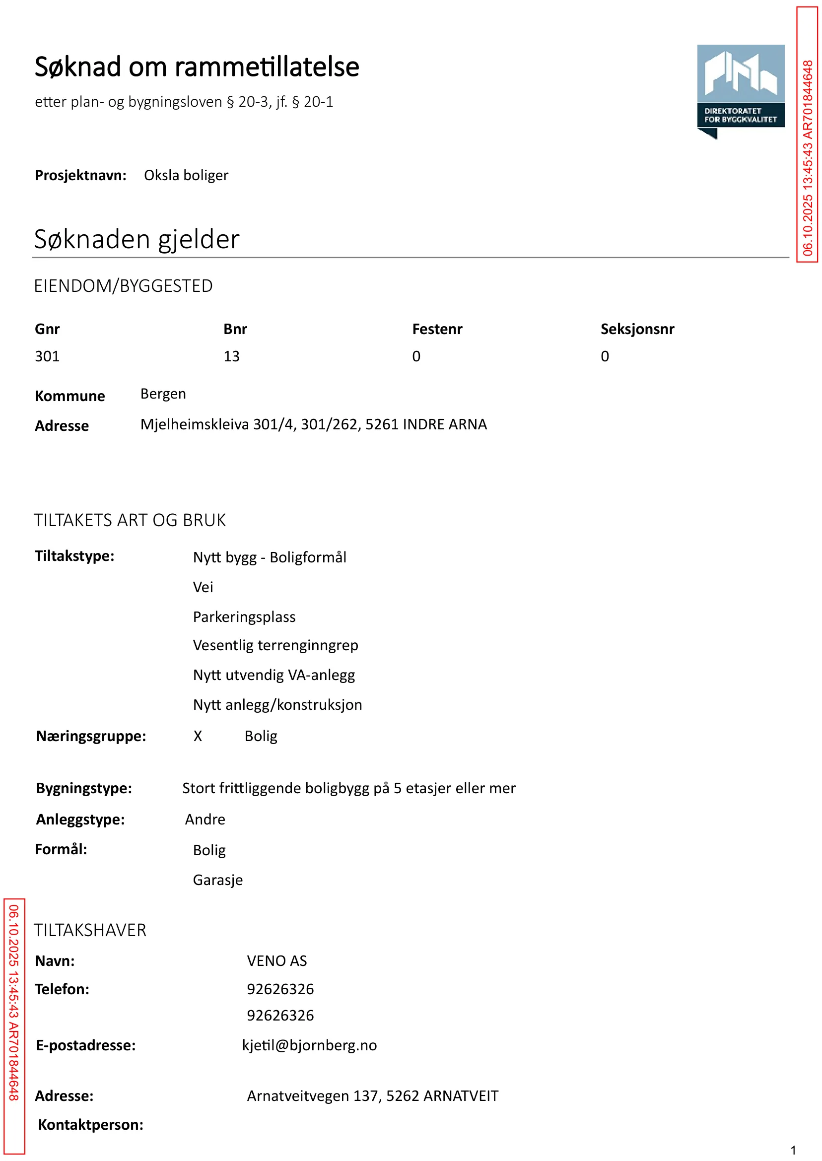 Søknad om rammetillatelse