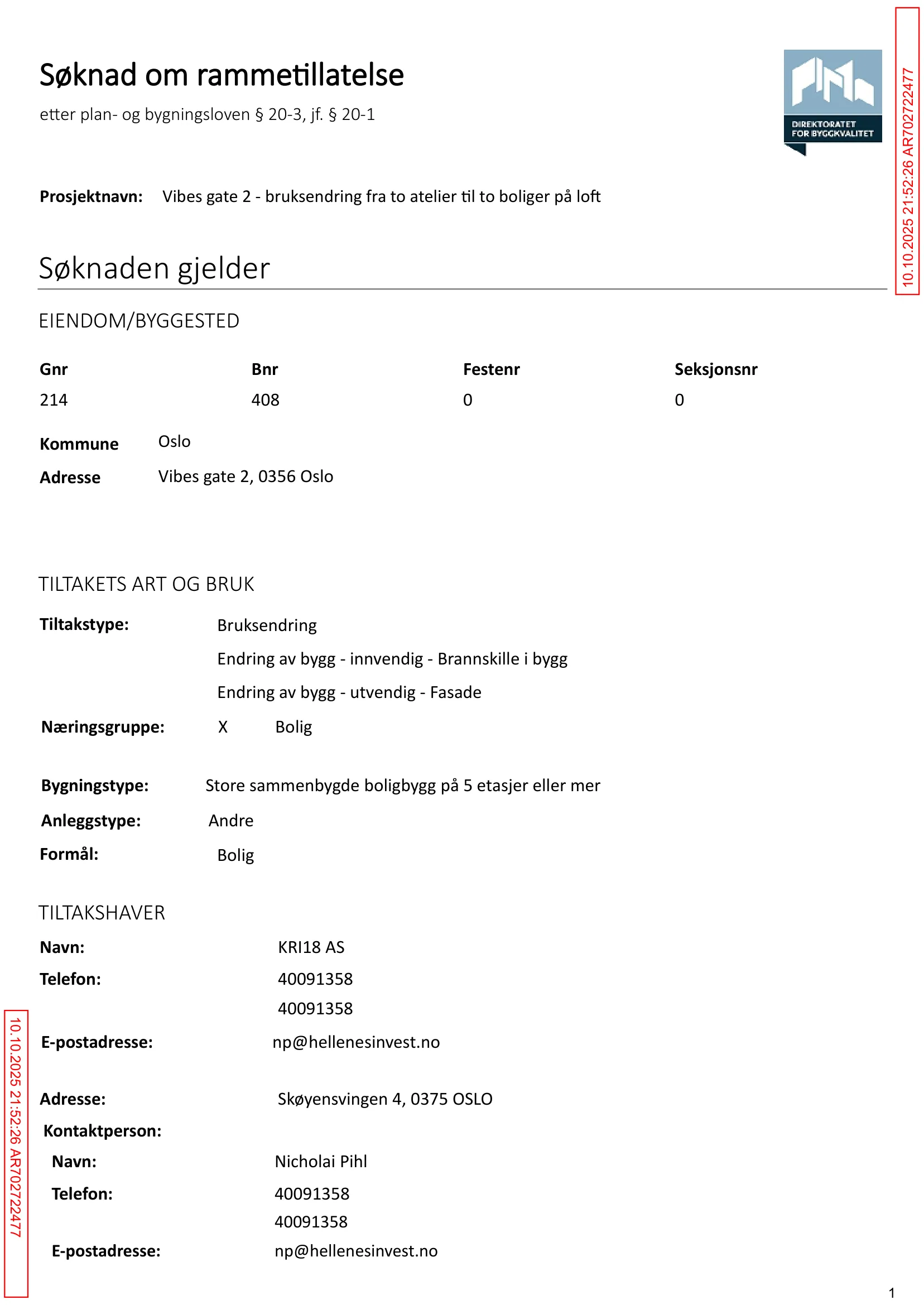 Søknad om rammetillatelse
