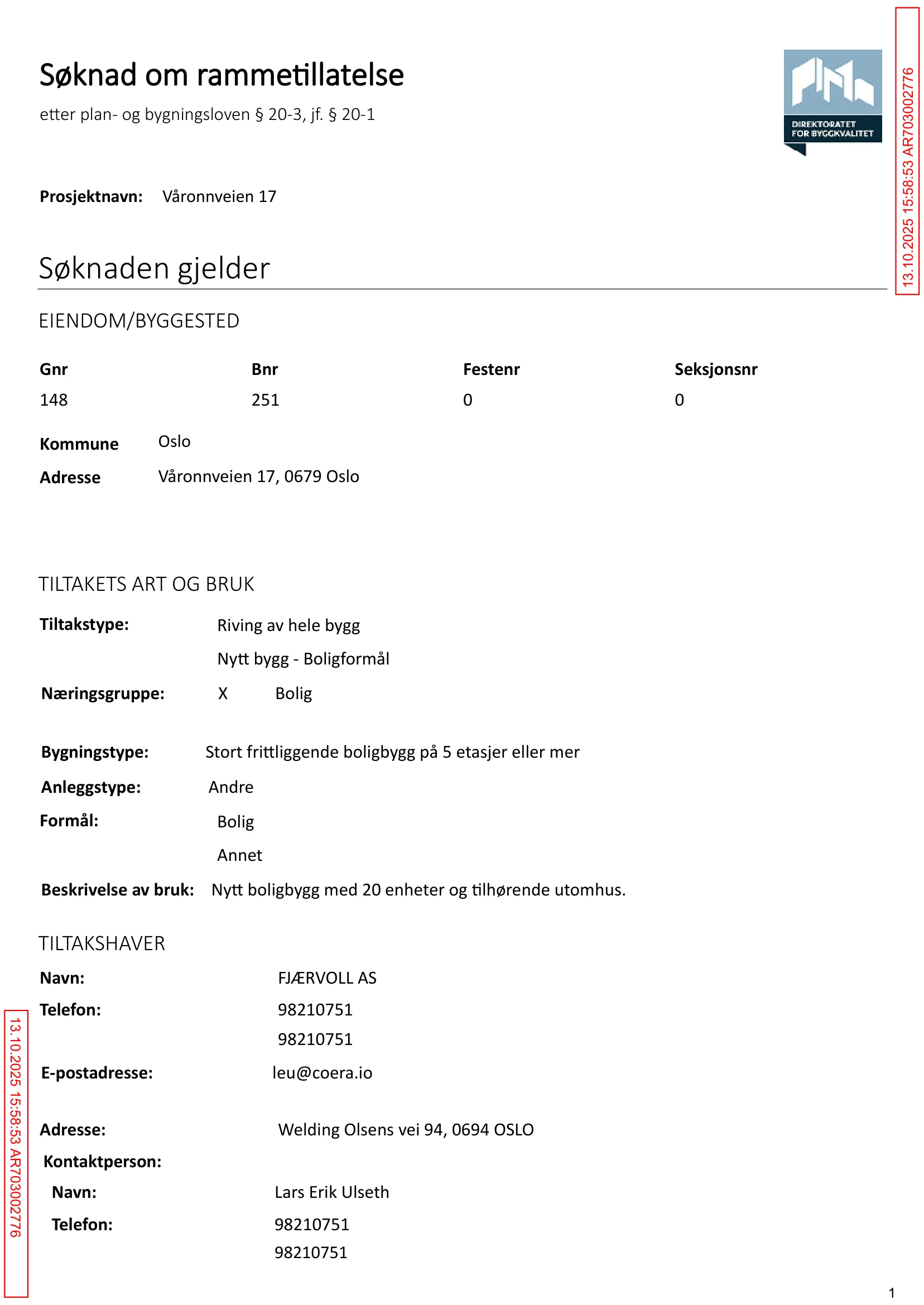 Søknad om rammetillatelse