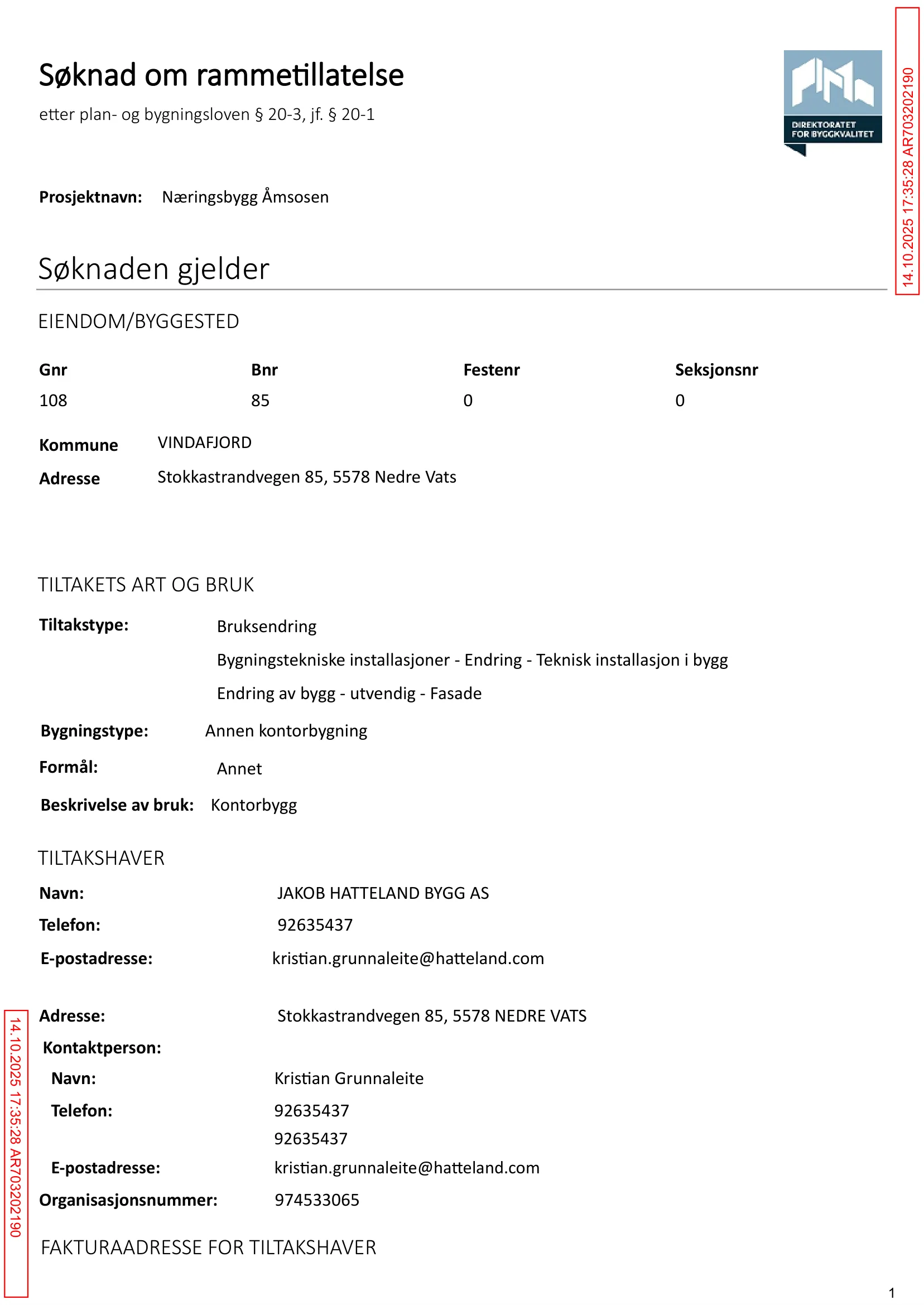 Søknad om rammetillatelse