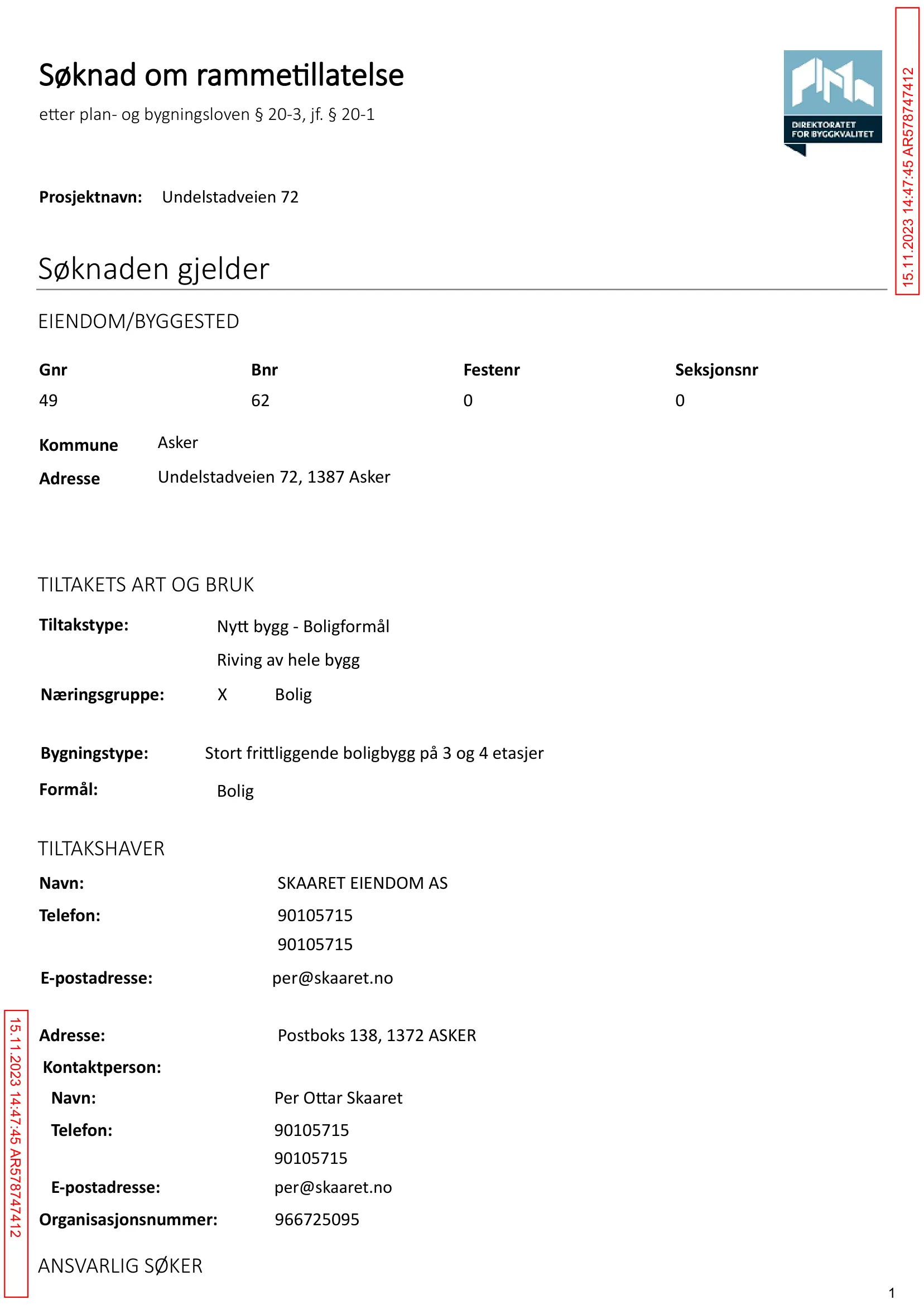 Søknad om rammetillatelse