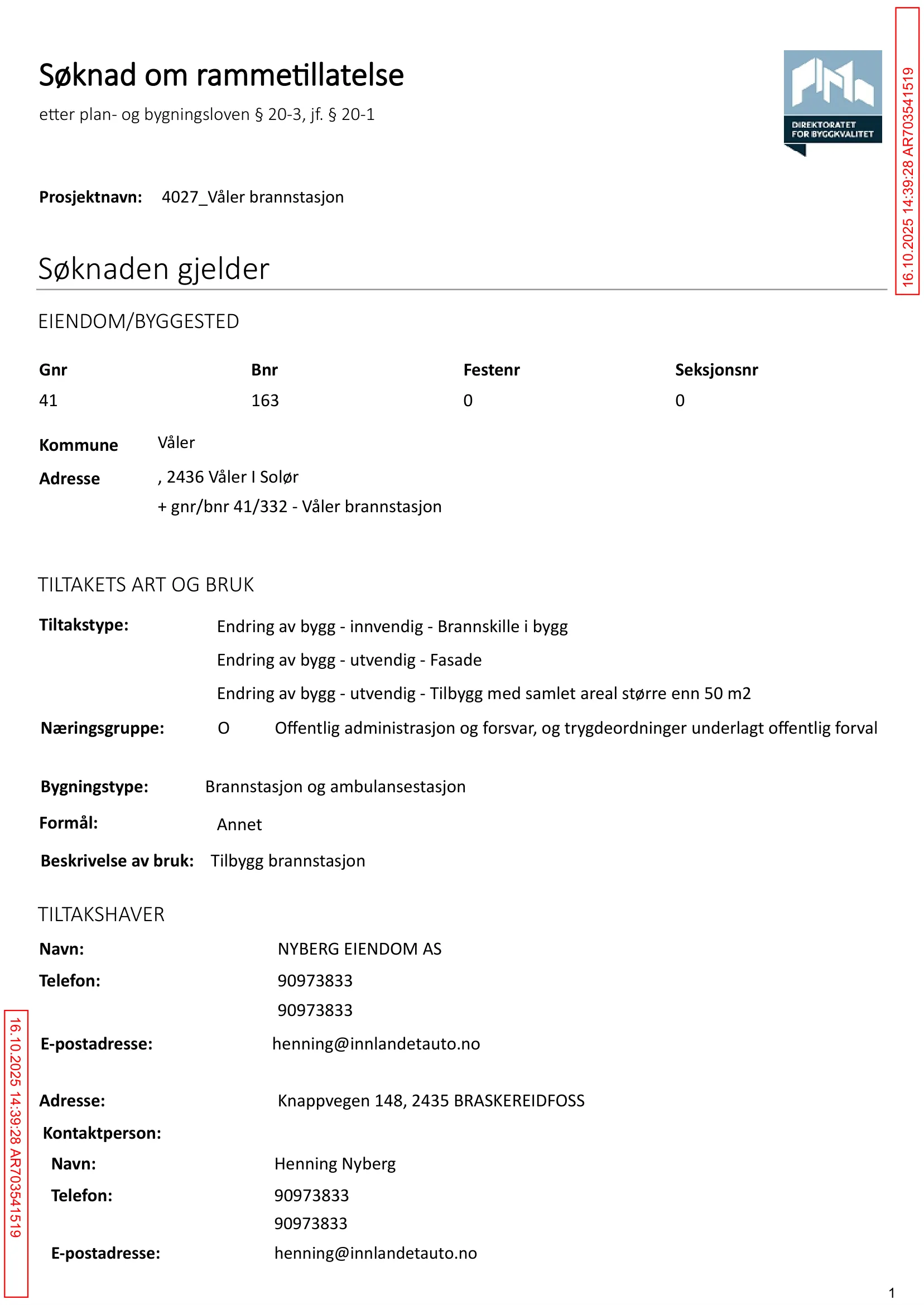 Søknad om rammetillatelse