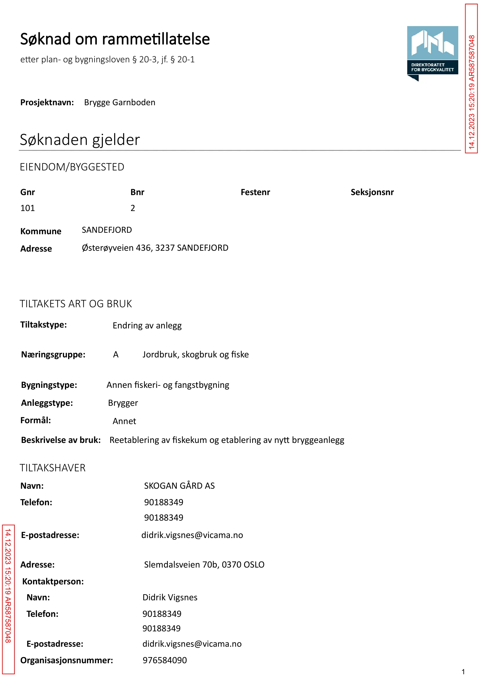 Søknad om rammetillatelse