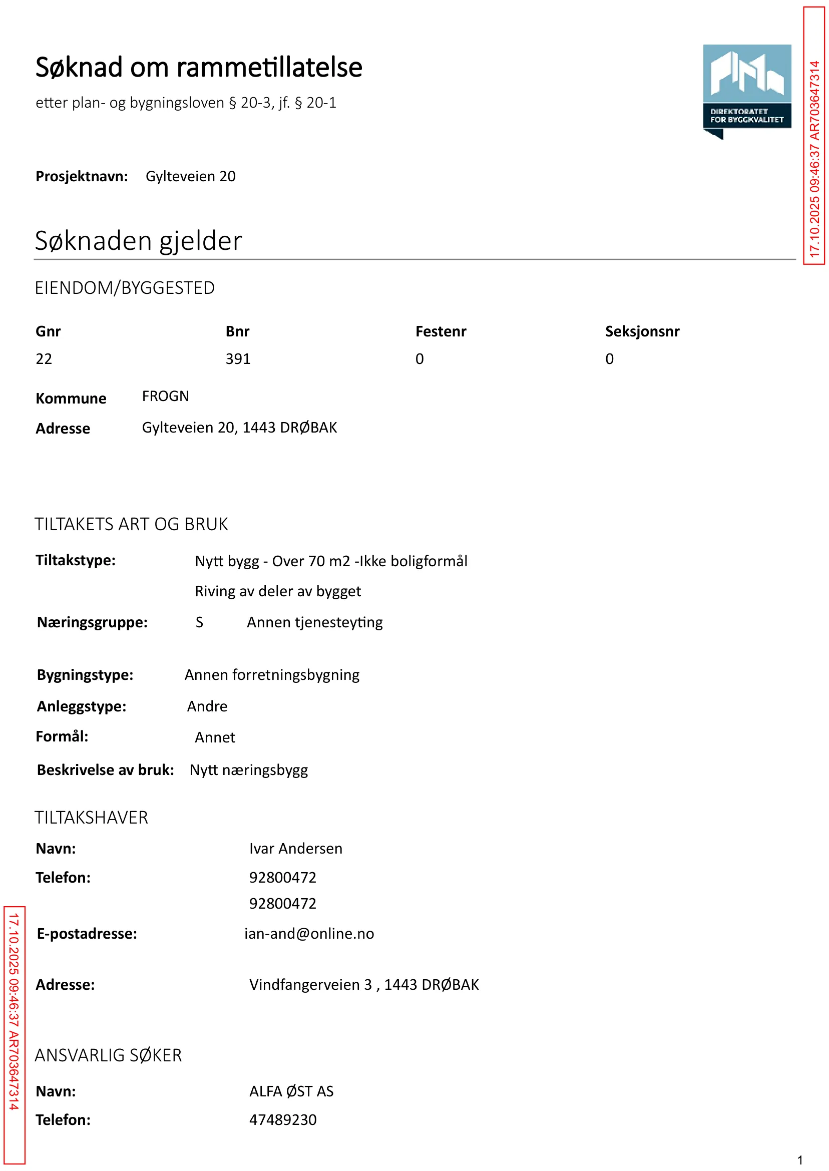 Søknad om rammetillatelse