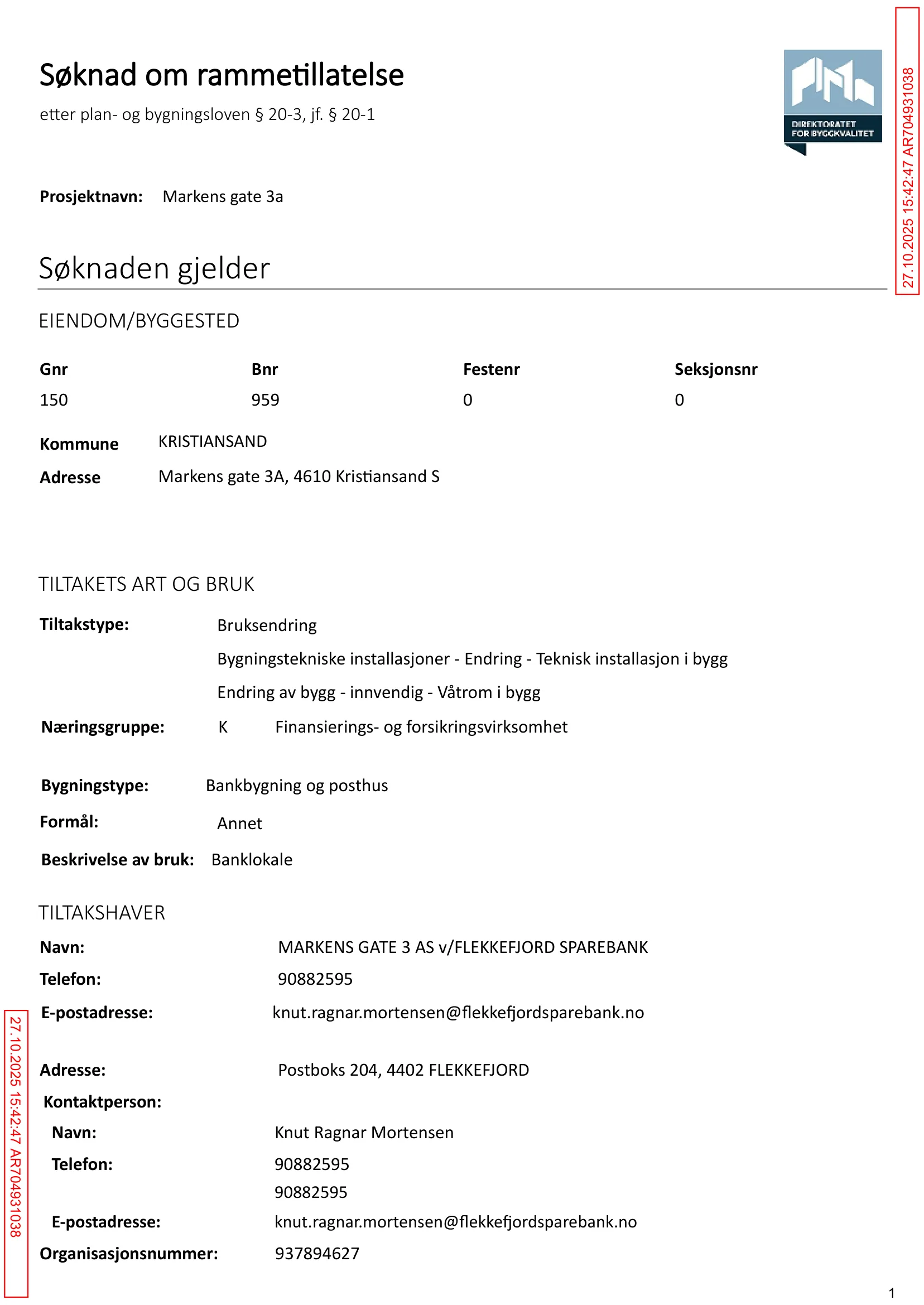 Søknad om rammetillatelse