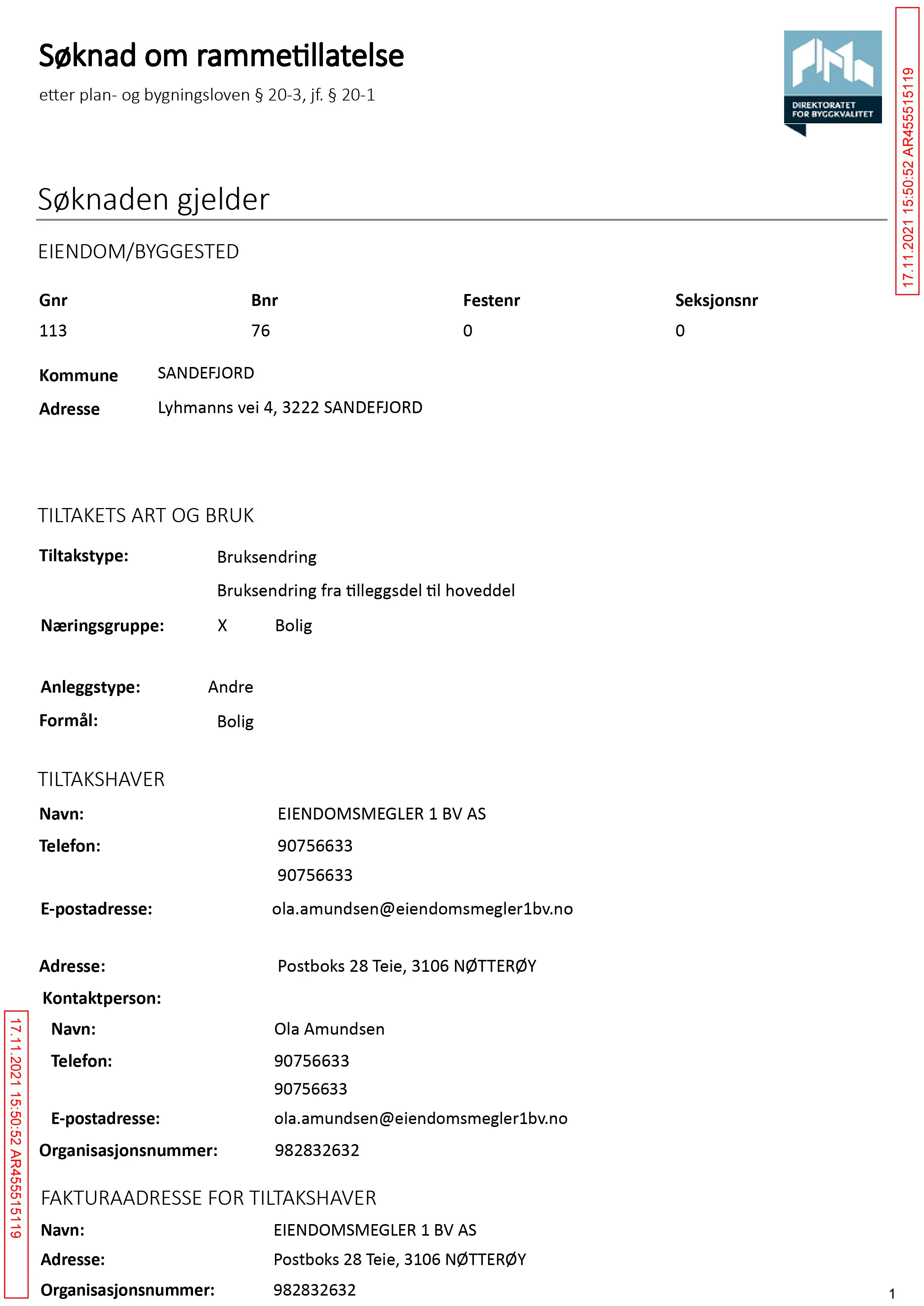 Søknad om rammetillatelse