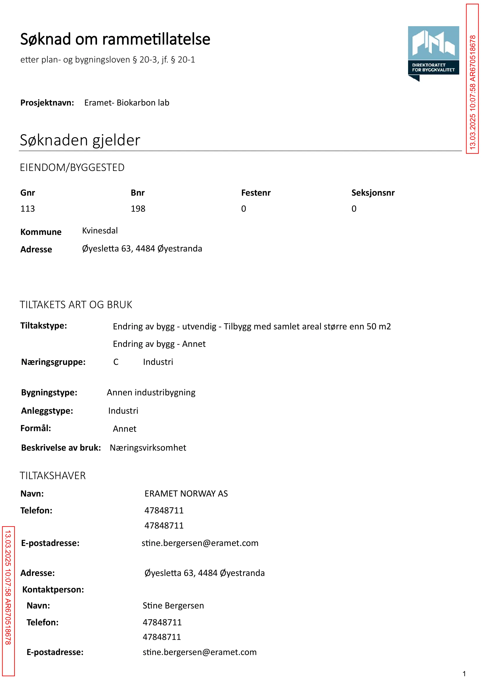Søknad om rammetillatelse