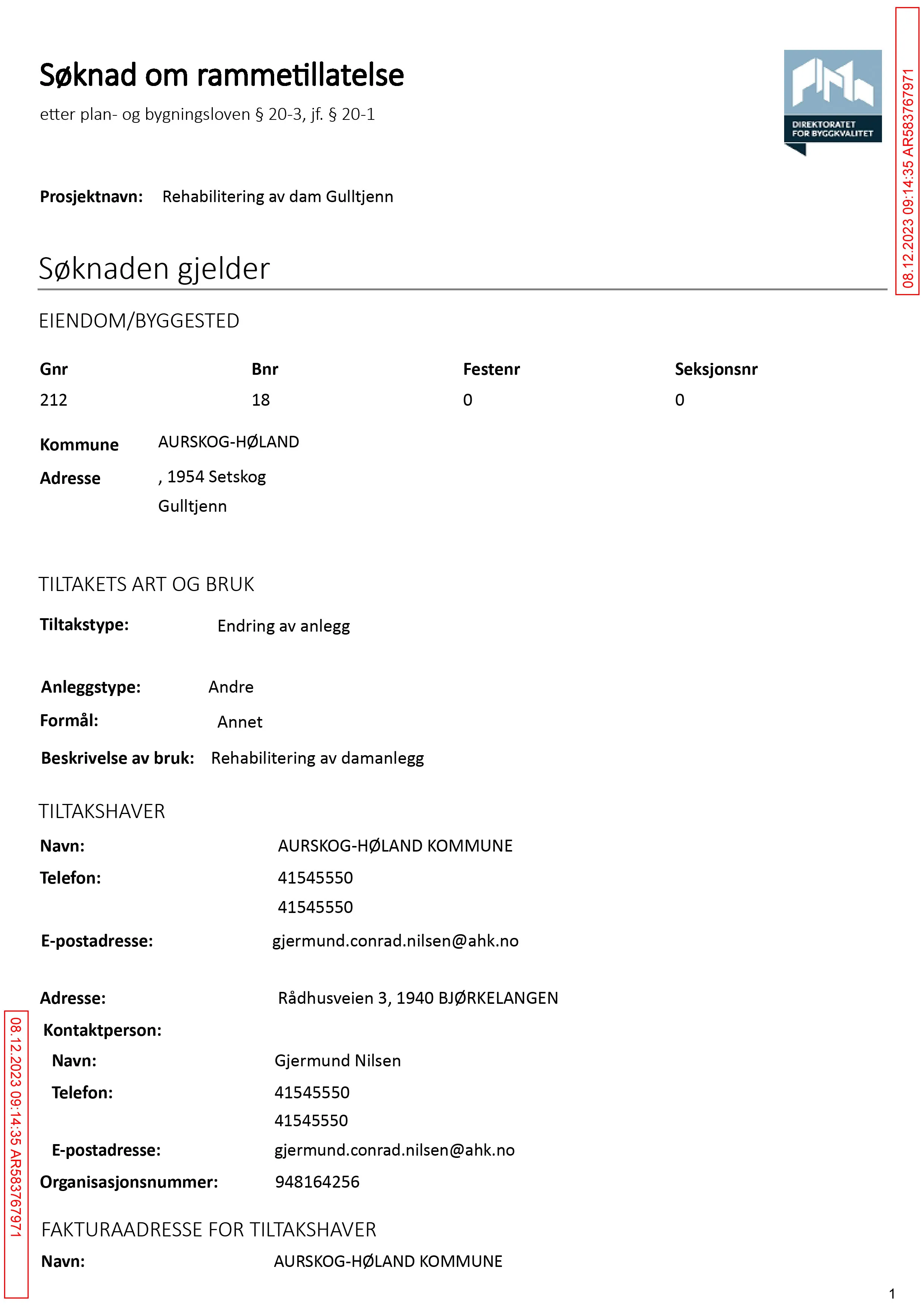 Søknad om rammetillatelse