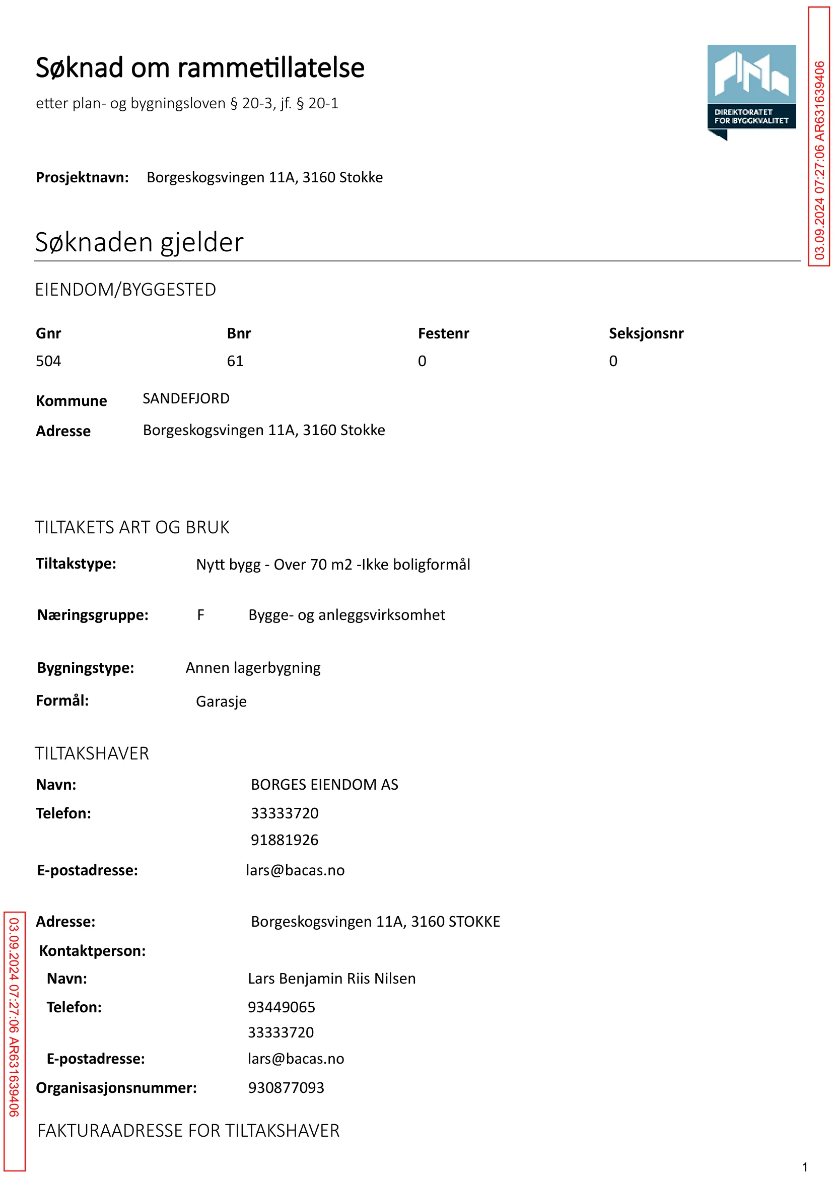 Søknad om rammetillatelse