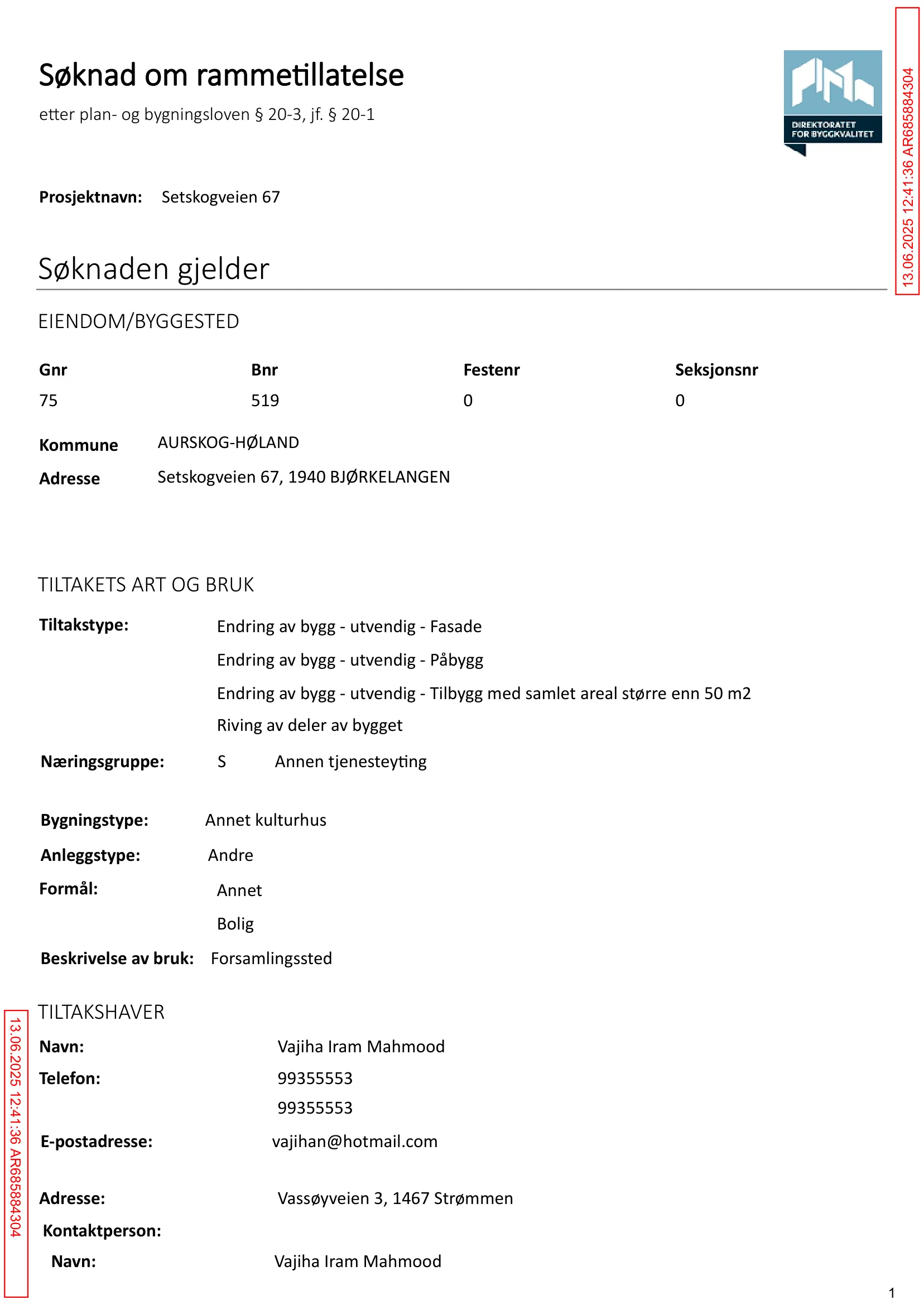 Søknad om rammetillatelse
