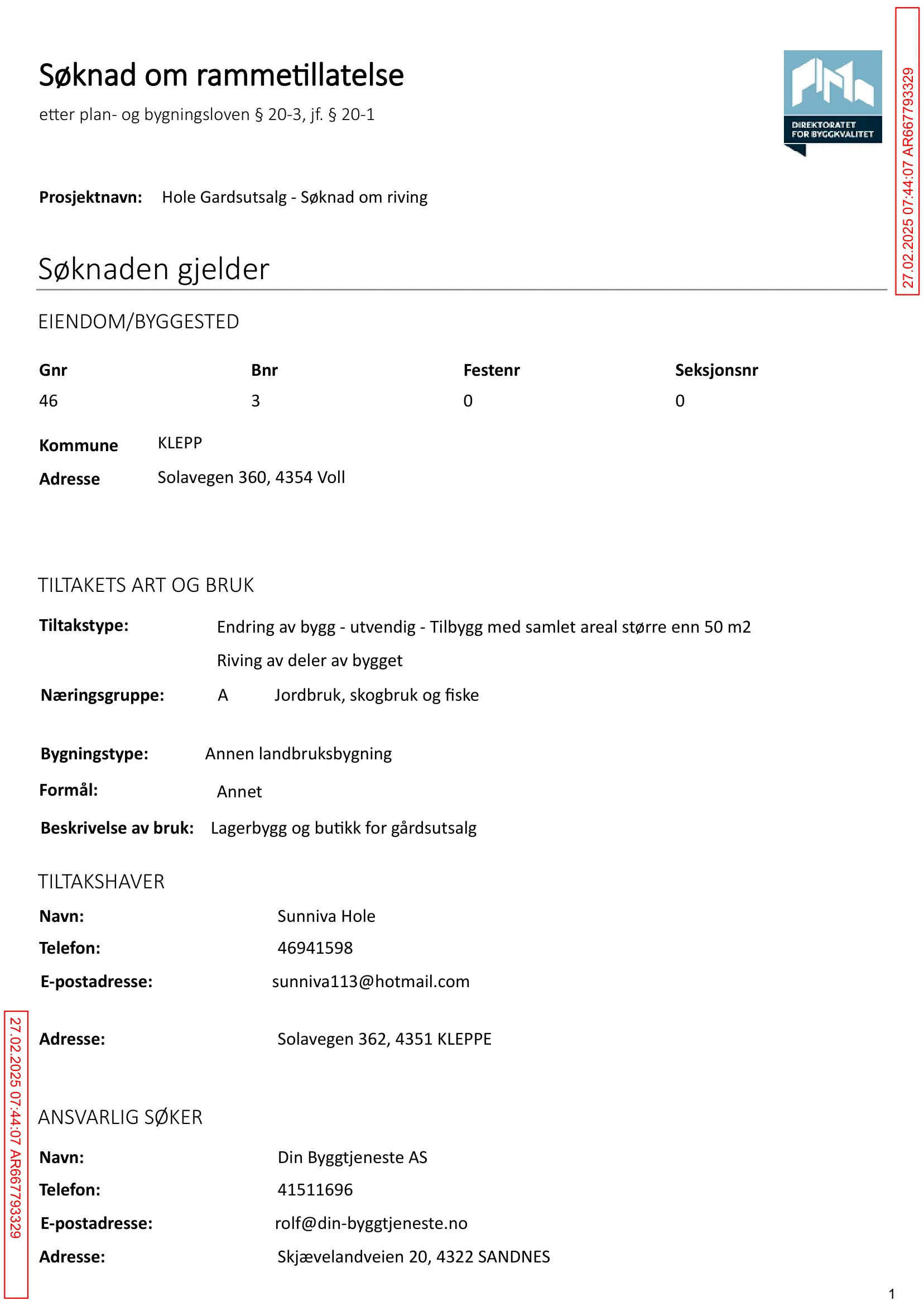 Søknad om rammetillatelse