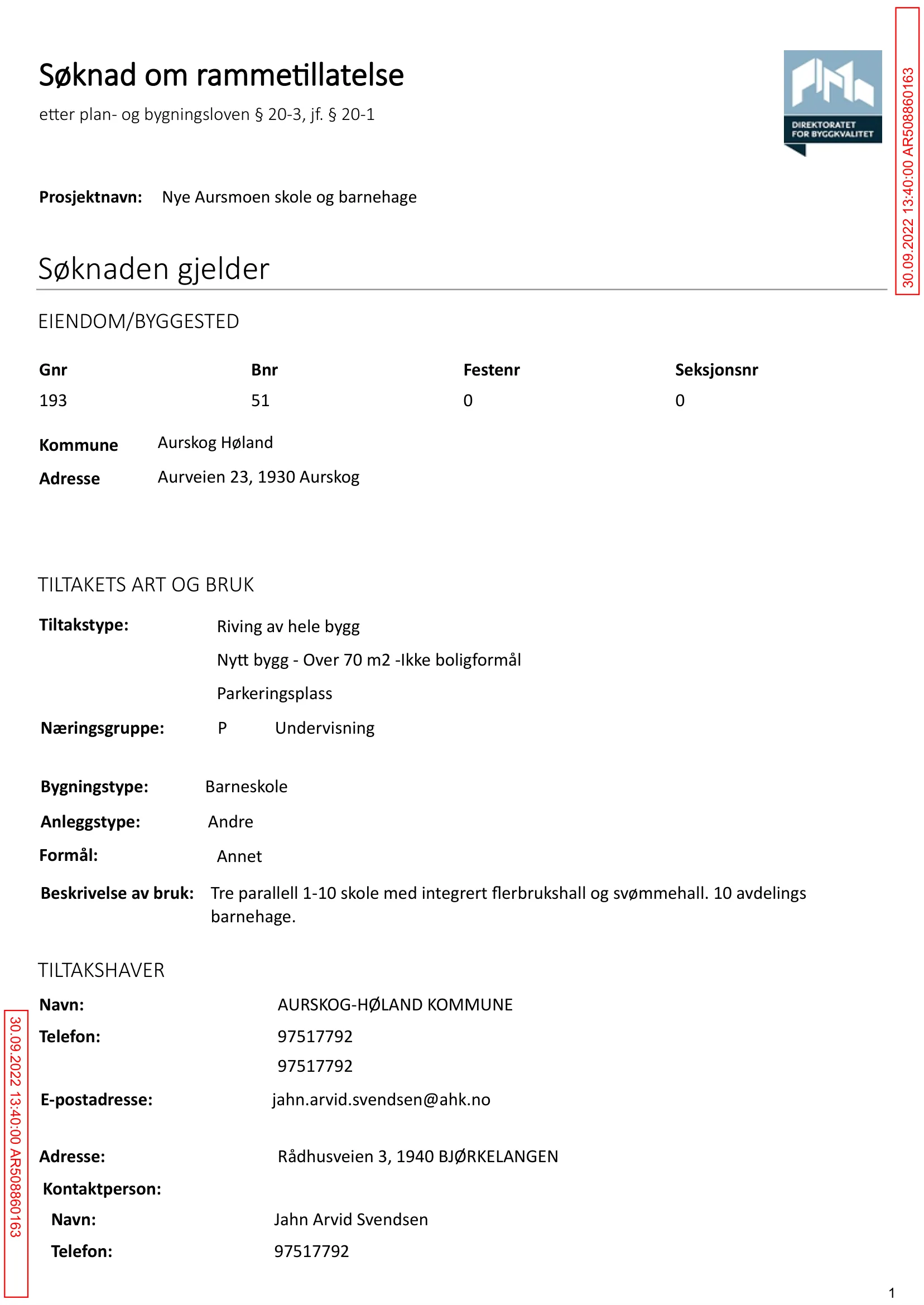 Søknad om rammetillatelse